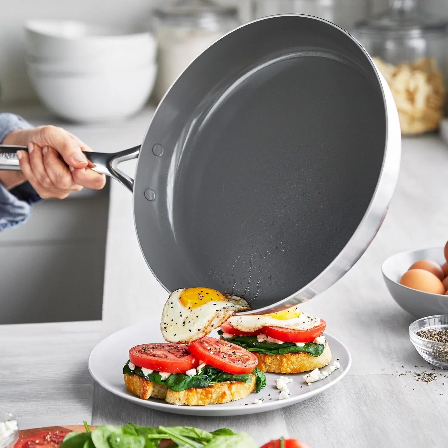 GreenPan GP5 Stainless Steel 10-Piece Cookware Set – 5 quarts – Gold-Tone Handles – Cookware Sets