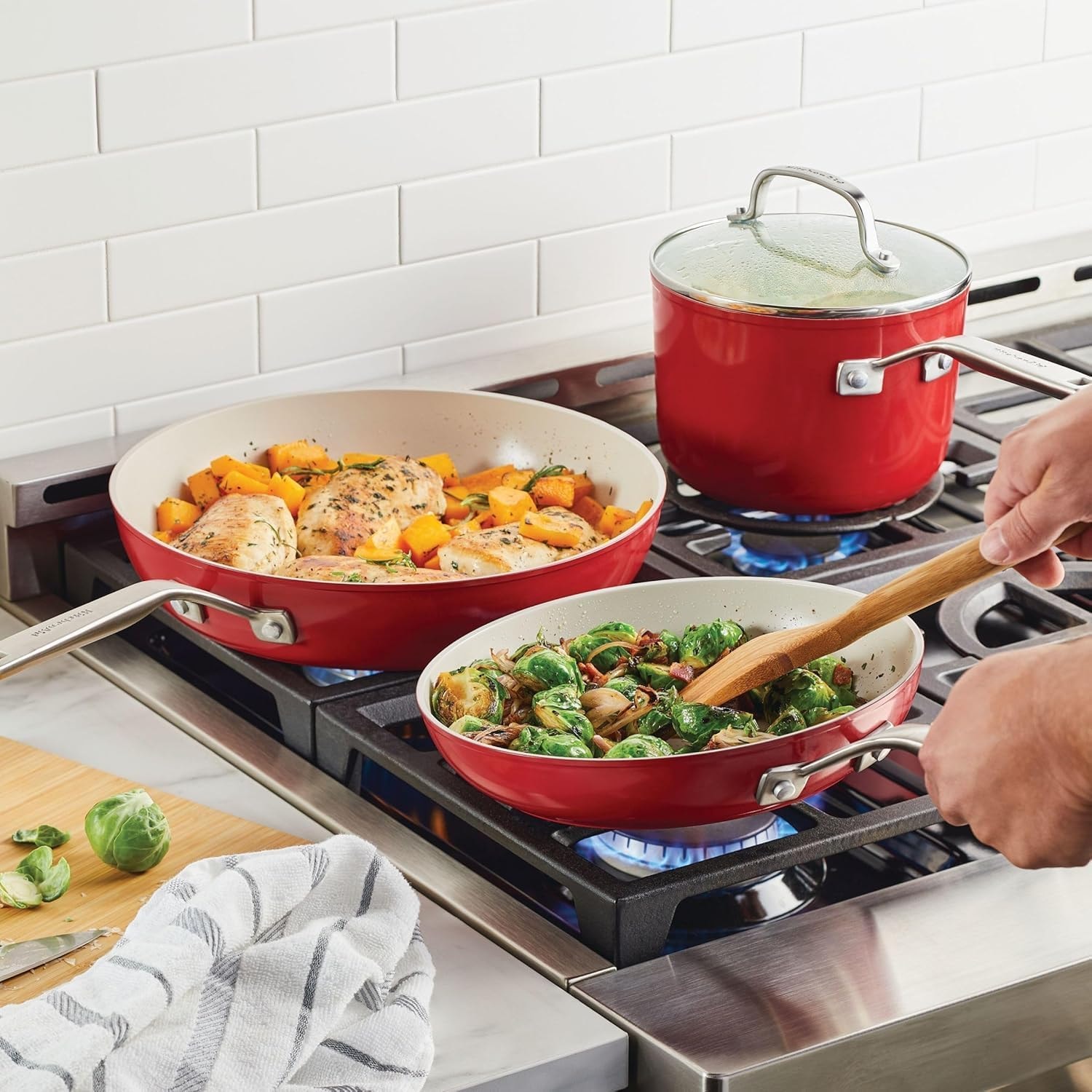12-Piece Hard Anodized Ceramic Nonstick Cookware Set Empire Red – Cookware Sets