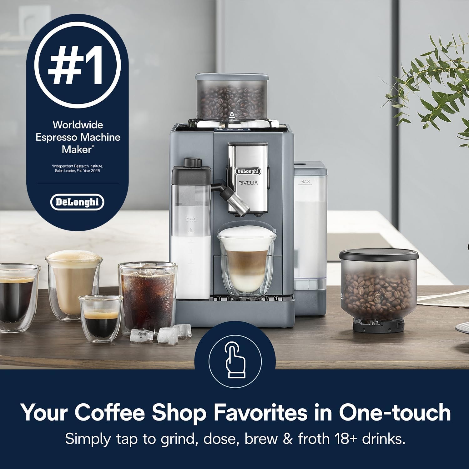 De'Longhi Rivelia Fully Automatic Espresso Machine – Pebble Gray – Super-Automatic Espresso Machines