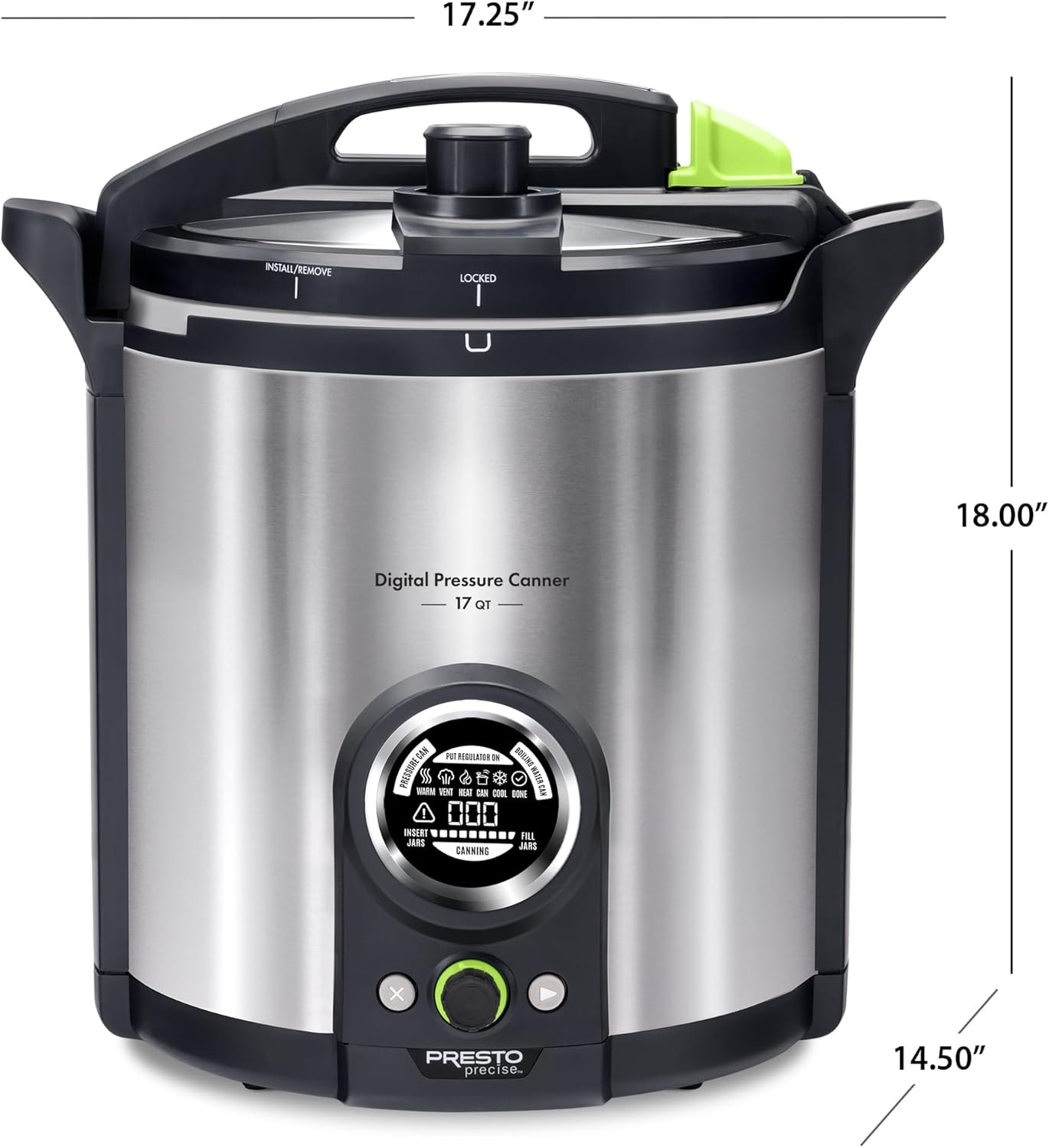 PRESTO 02152 17-Quart Digital Pressure Canner Safety Features & Recipe – 17 quarts – Stainless Steel – Canning