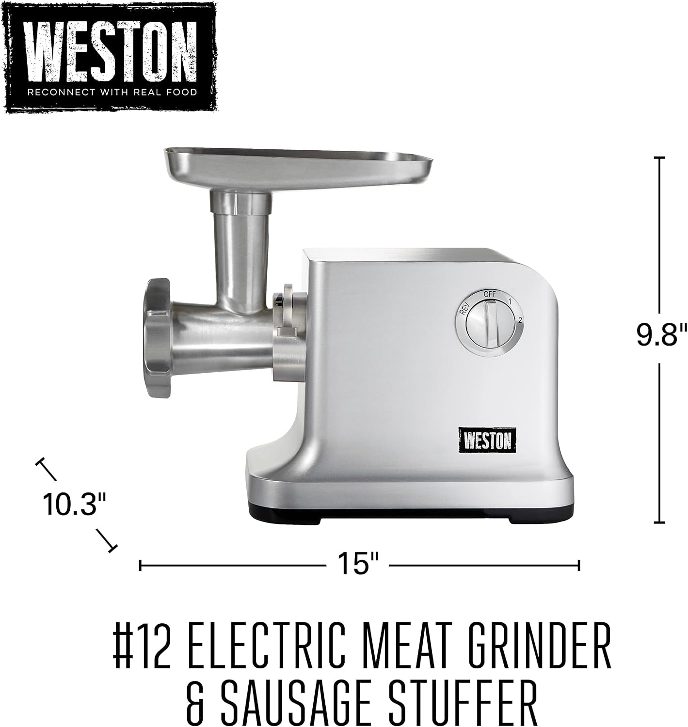 Weston Electric Meat Grinder Sausage Stuffer #12 – Silver – Meat Grinders