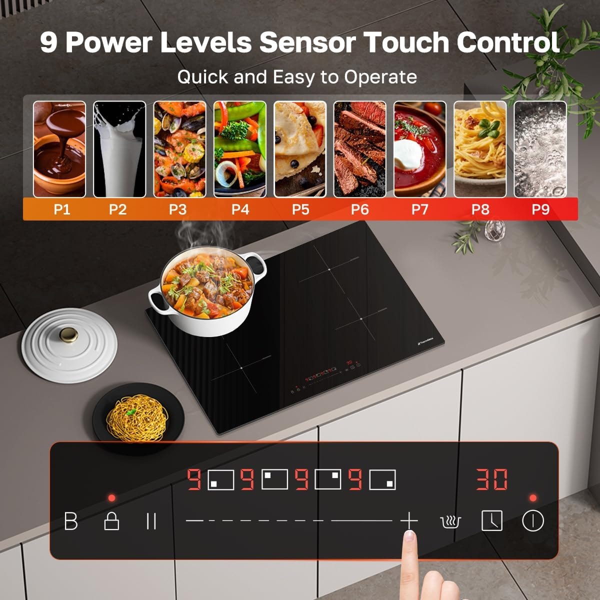 Thermomate Built-in Induction Cooktop IHTB915C – 30" 4 burners – black – Cooktops