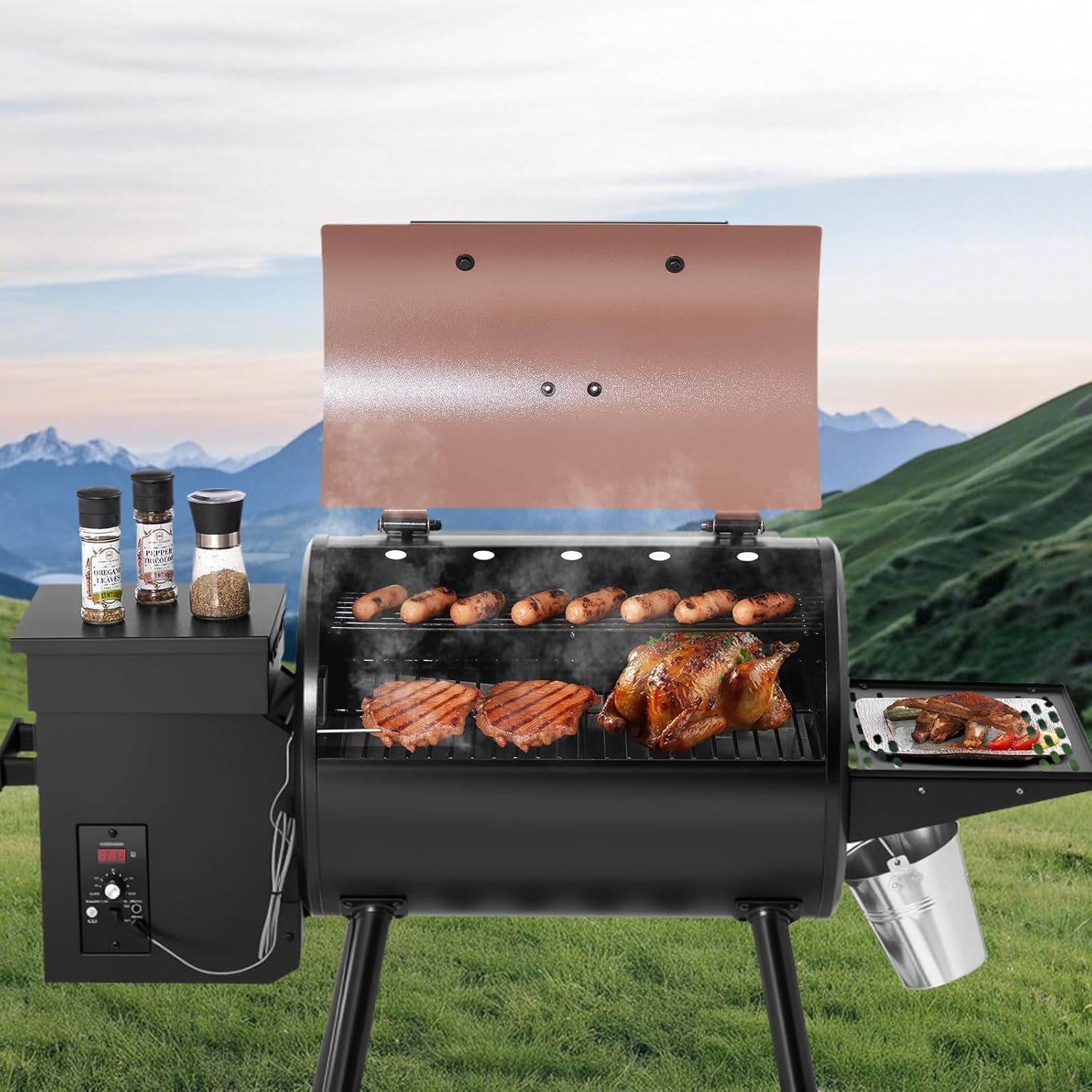 VEVOR Wood Pellet Grill Smoker – Black – Combination Grill-Smokers