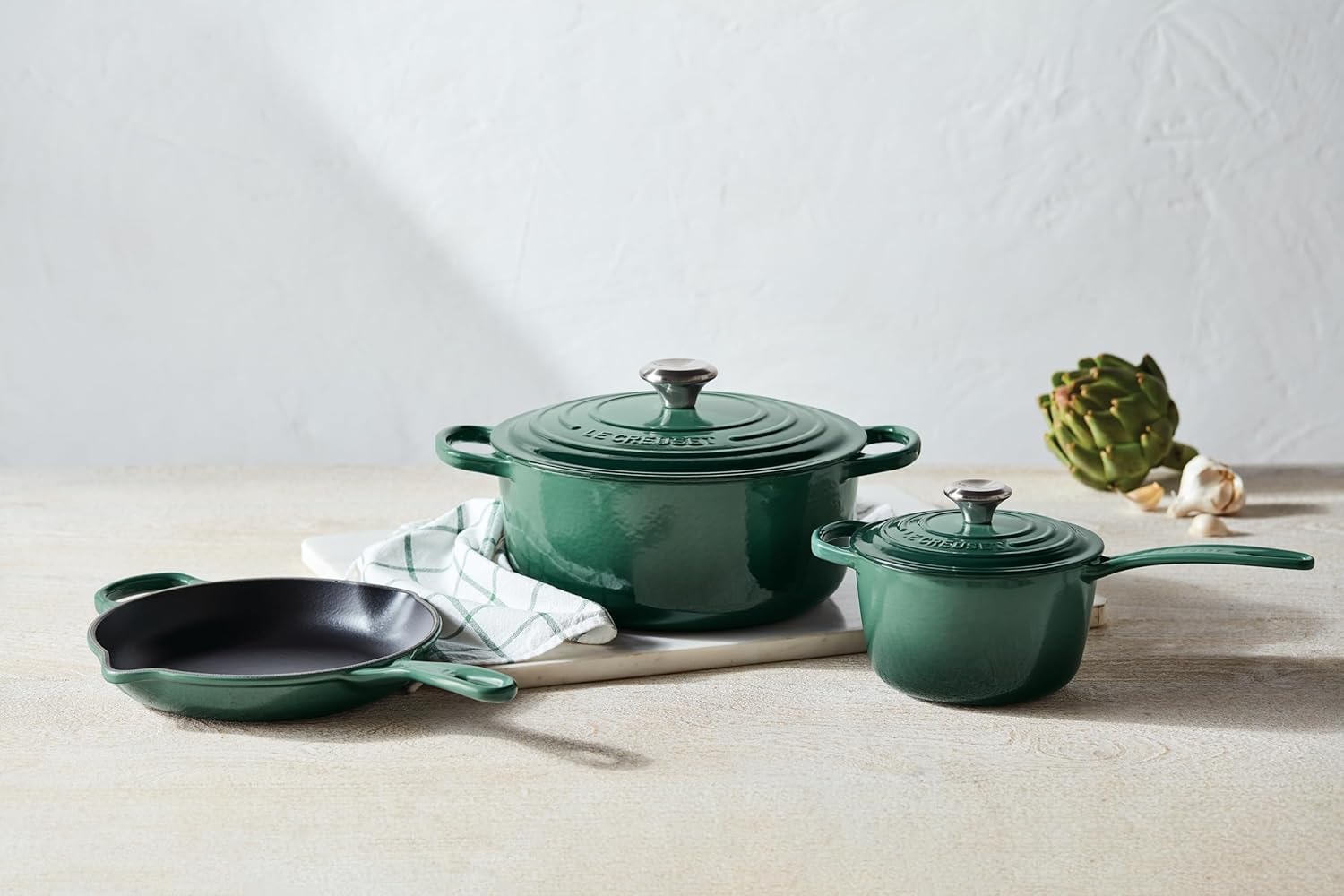 La Cuisine PRO 5-Piece Enameled Cast Iron Cookware Set – Artichaut – Skillets