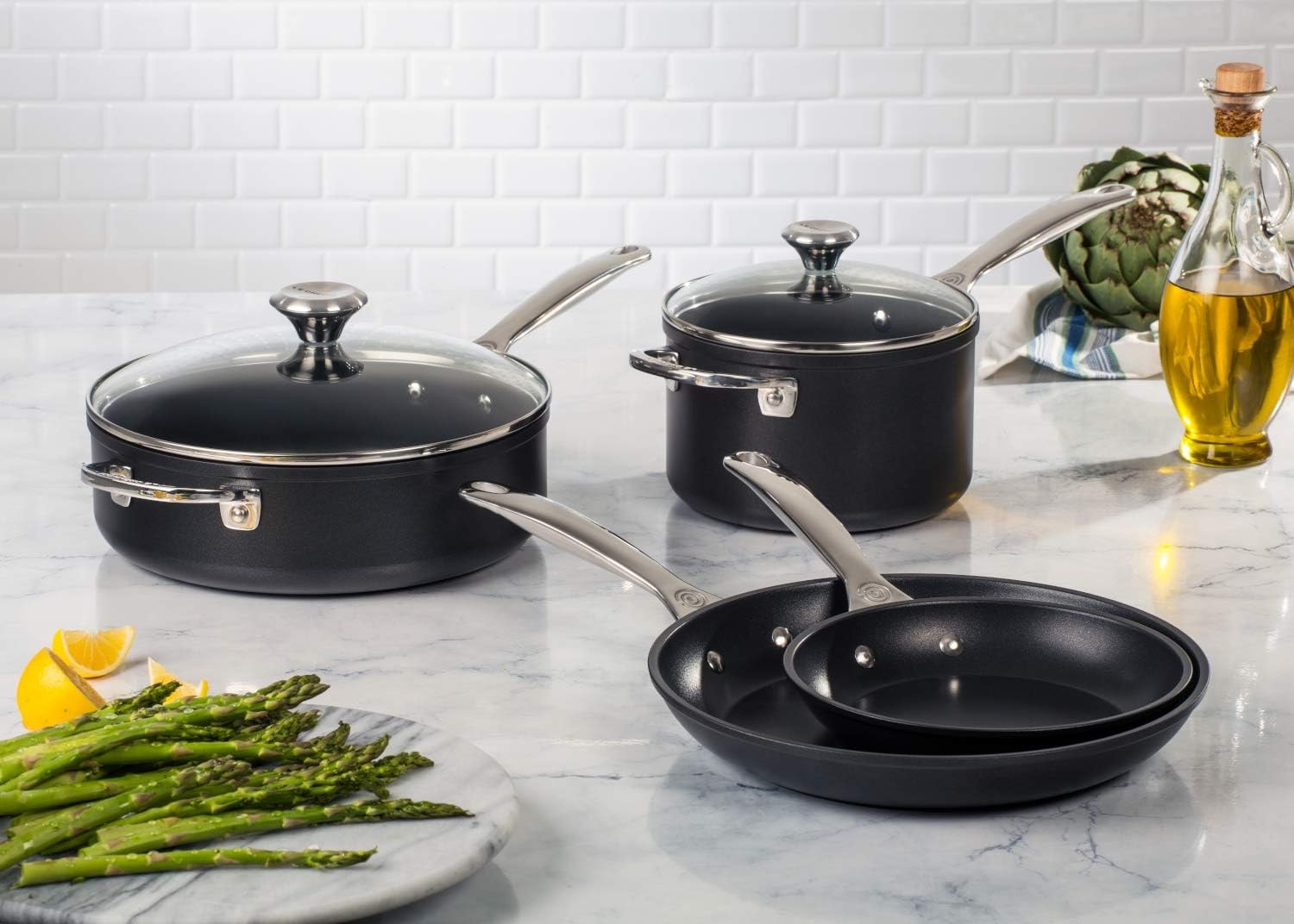 Le Creuset 3-Piece Toughened Nonstick Pro Cookware Set – Gray – Cookware Sets