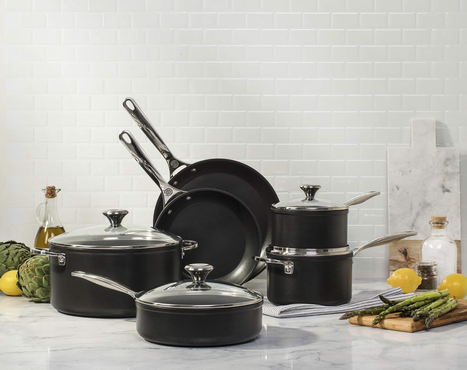Le Creuset 10-Piece Toughened Nonstick Pro Cookware Set – Gray – Cookware Sets