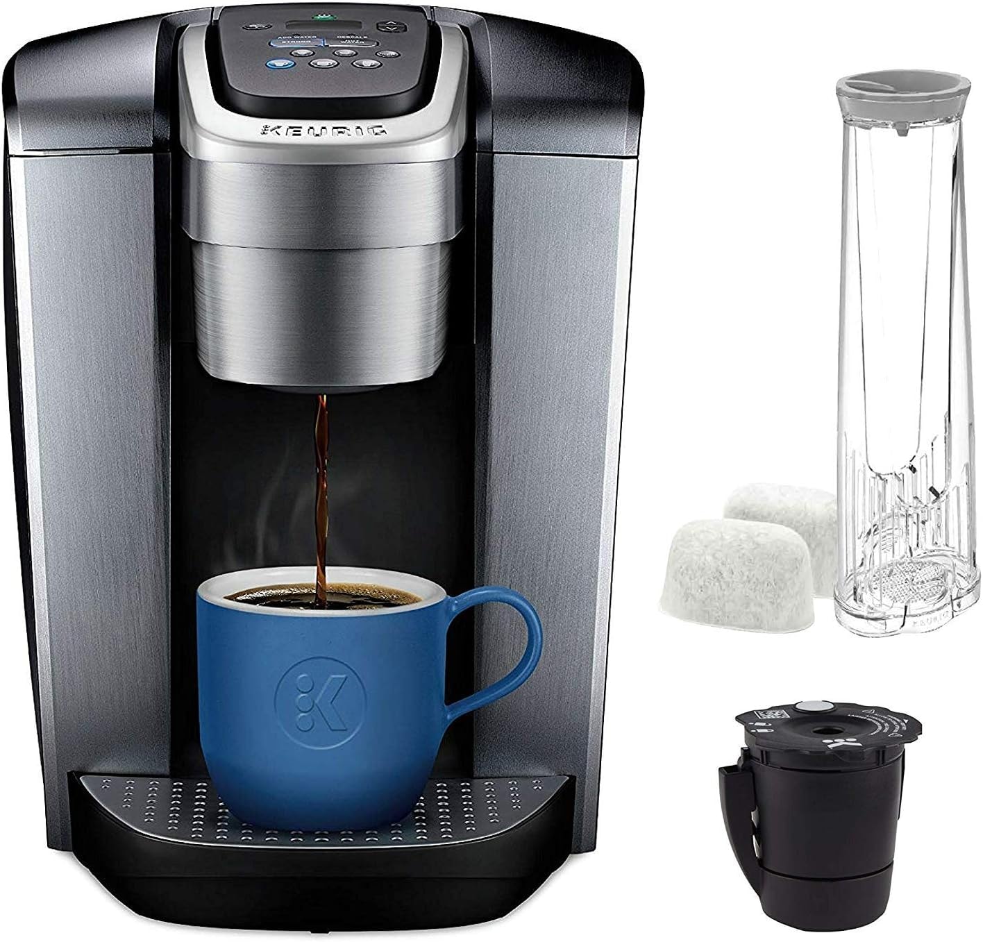 Keurig K-1550 Single Serve Coffee Maker Bundle – Brushed Silver – Single-Serve Brewers