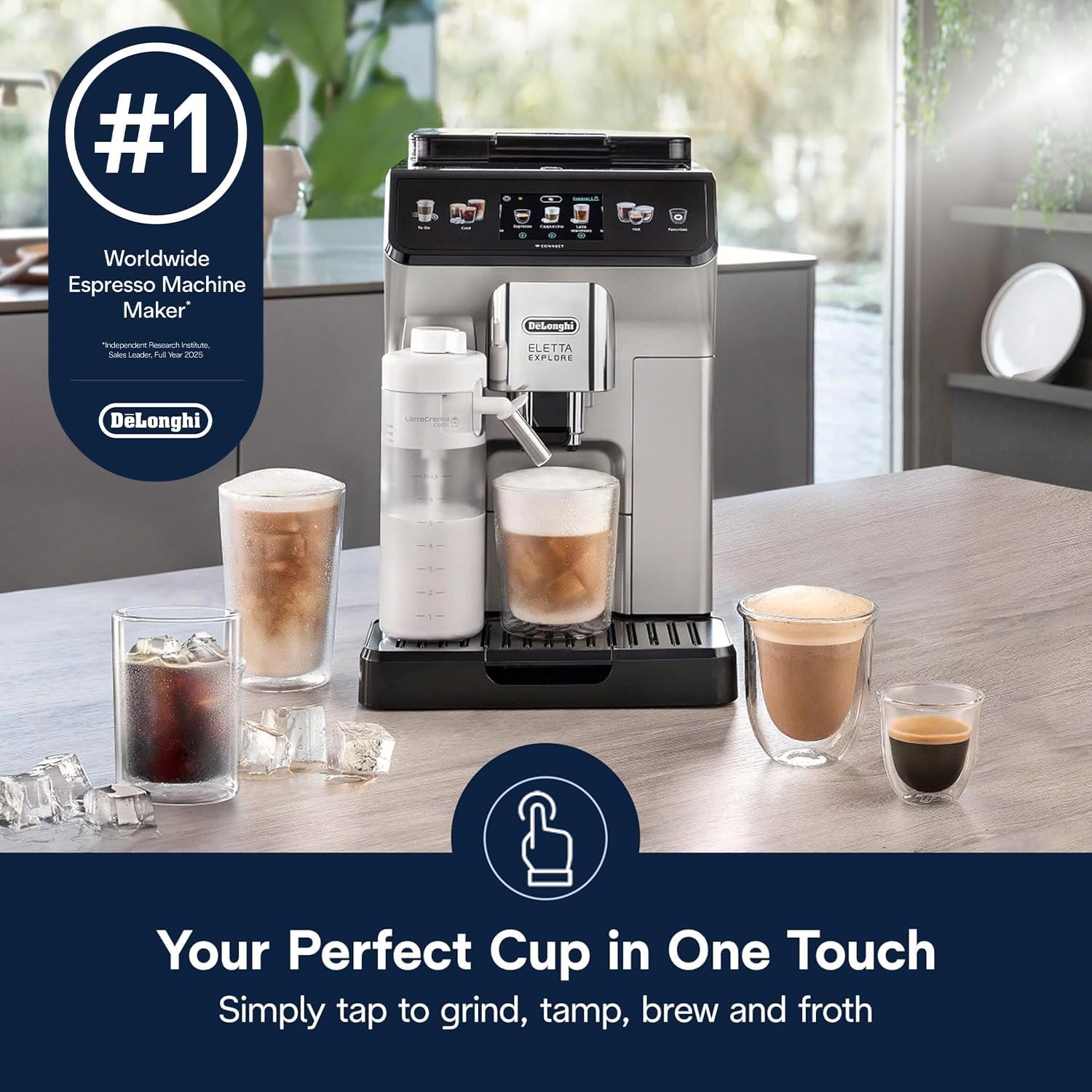 De'Longhi Cold Brew Coffee Machine ELETTA EXPLORE Fully Automatic Espr – Stainless Steel and Black – Super-Automatic Espresso Machines