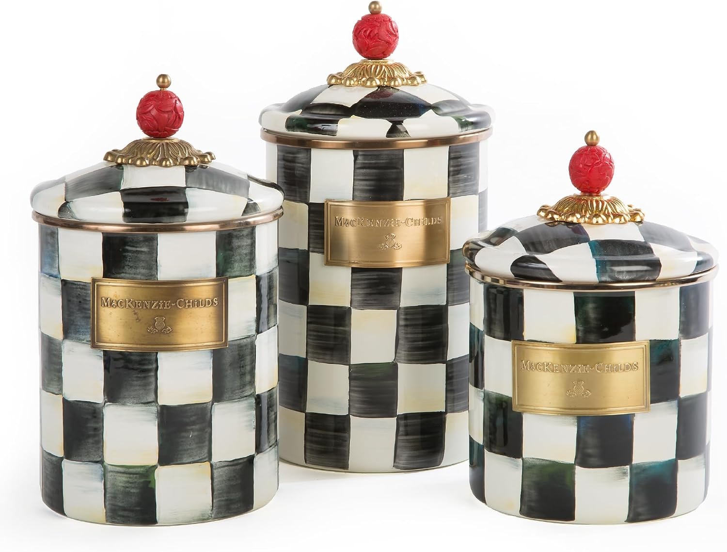 MacKenzie-Childs Courtly Check Enamel Canister – Food Jars & Canisters
