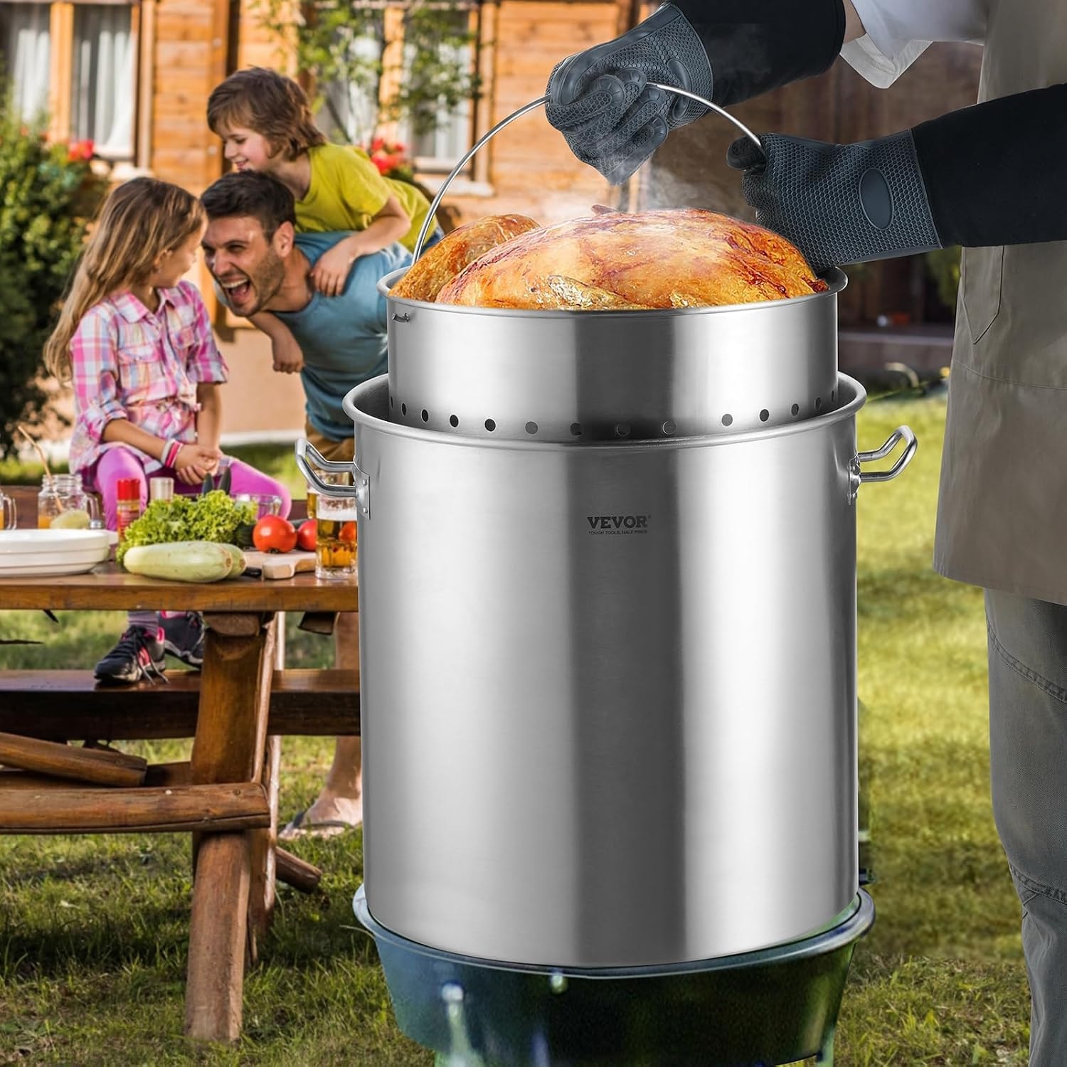 Vevor 64 Qt Stainless Steel Stockpot in Silver – Large Capacity Commer – 60.5 liters – Stockpots