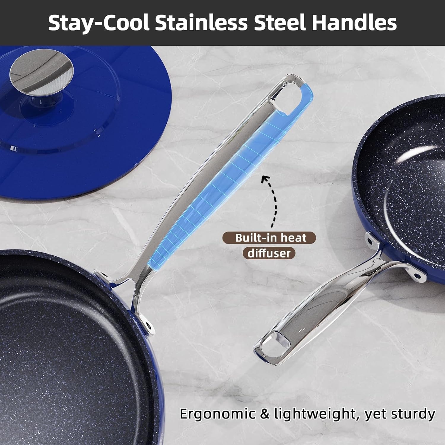 Nuwave Lux Pots and Pans Set – Multiple – Blueberry – Cookware Sets