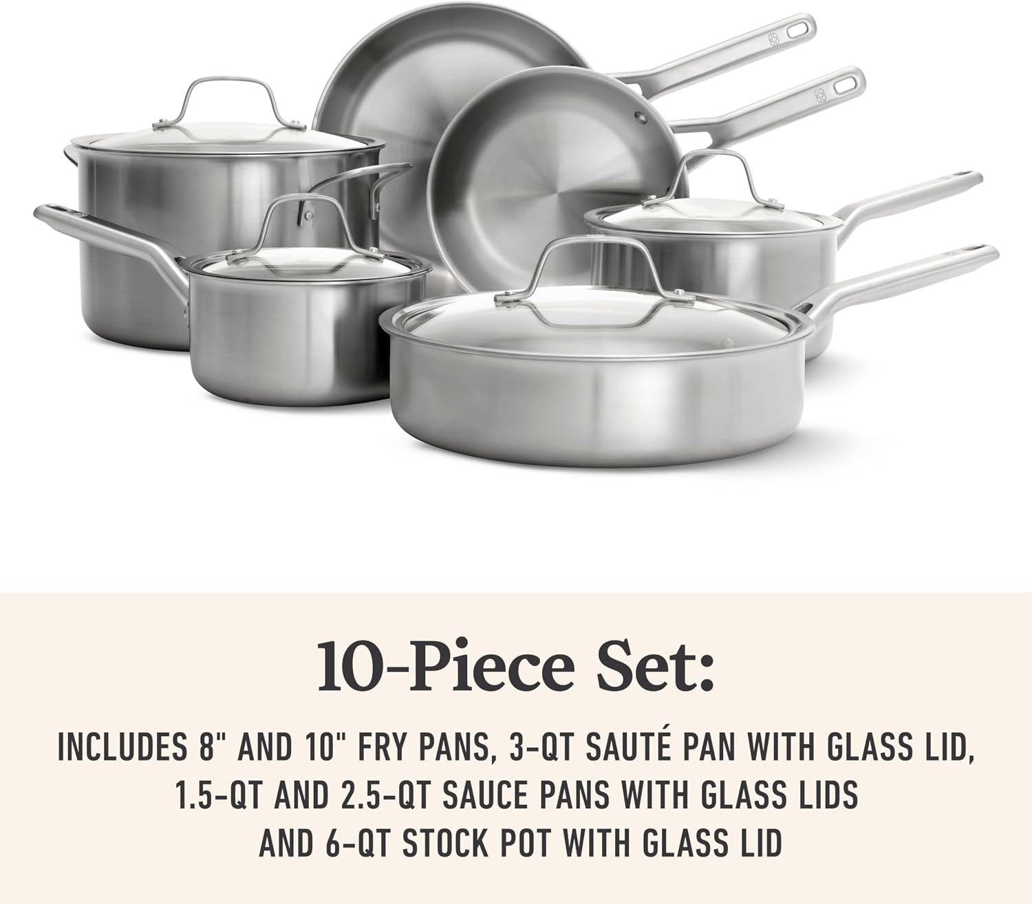 Calphalon Stainless Steel 10-Piece Triply Cookware Set – 3-Ply – Cookware Sets