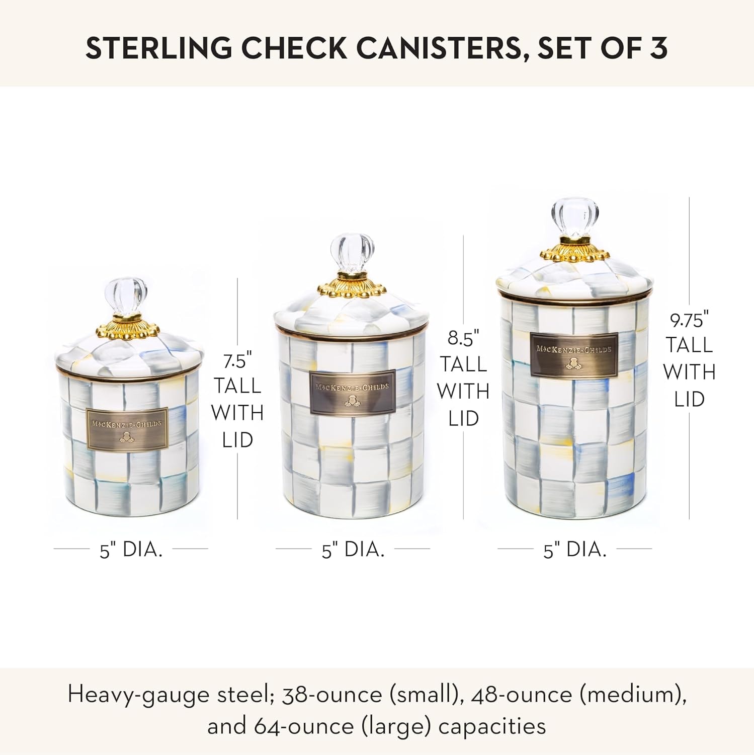 Check Canister MacKenzie-Childs – Sterling Check – Food Jars & Canisters