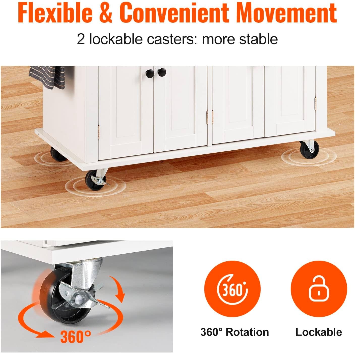 VEVOR - Kitchen Island Cart with Solid Wood Top, 45.3" Width Mobile Ca – 35.4" W – Mobile Storage Islands