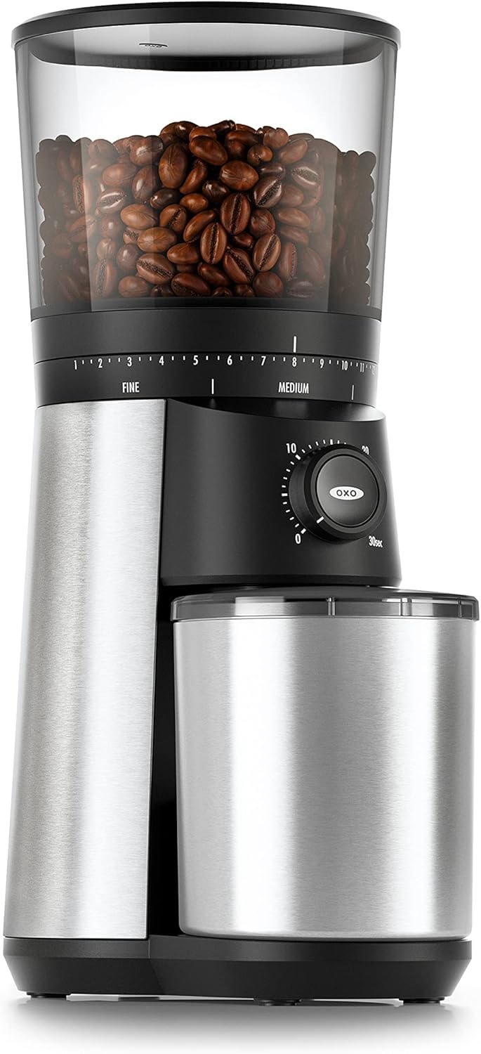 Conical Burr Coffee Grinder – Silver – Electric Burr Grinders