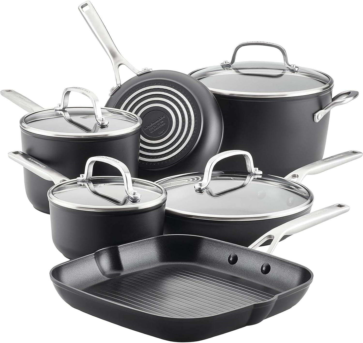 KitchenAid 10-Piece Induction Cookware Set – 6 liters – Matte Black – Cookware Sets