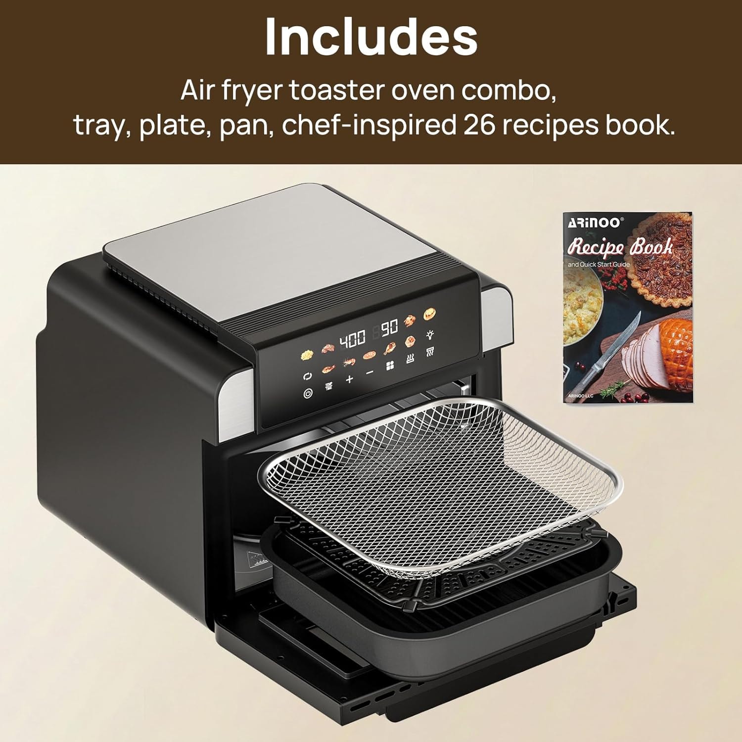 VonShef 18L 1500W Air Fryer Oven – 16 quarts – Black – Toaster Ovens