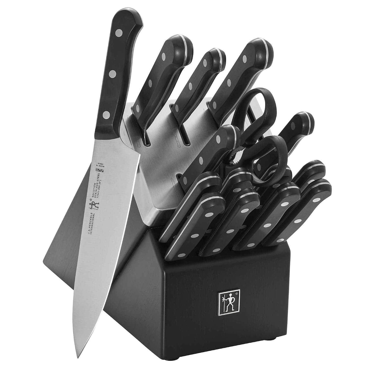 HENCKELS Razor-Sharp Solution 16-Piece Self-Sharpening Knife Block Set – Black – Knife Sets