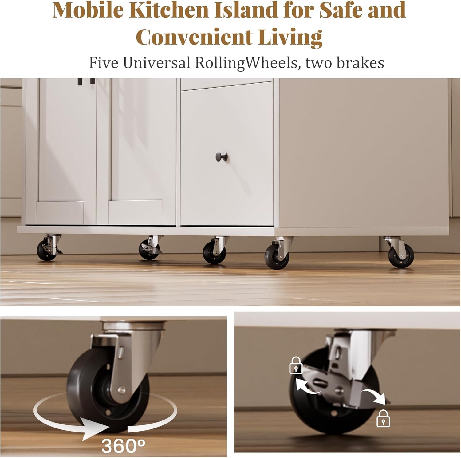 Highland Dunes Kitchen Island on Wheels – 39.37 x 26.97 x 34.84 inches – White – Mobile Storage Islands