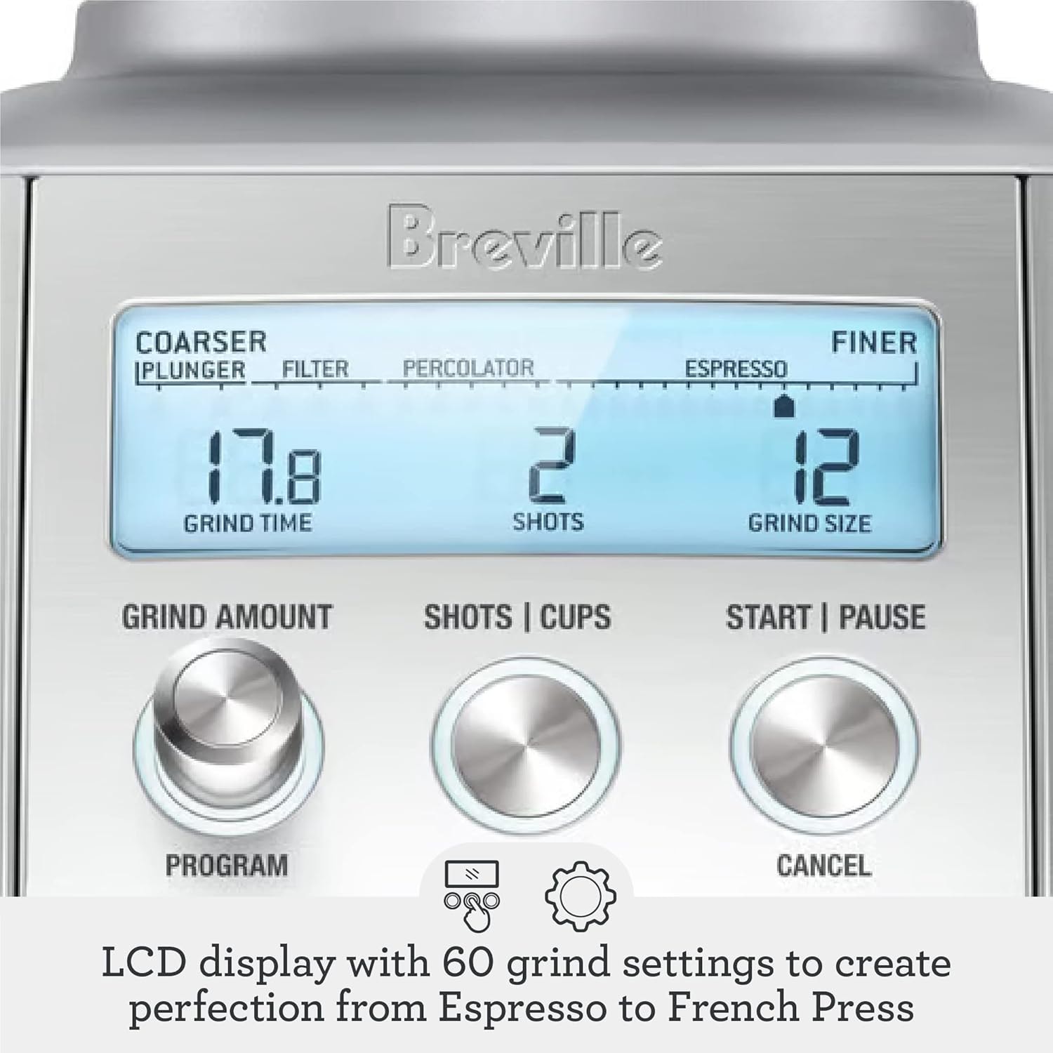 Sage Smart Grinder Pro – Brushed Stainless Steel – Electric Burr Grinders