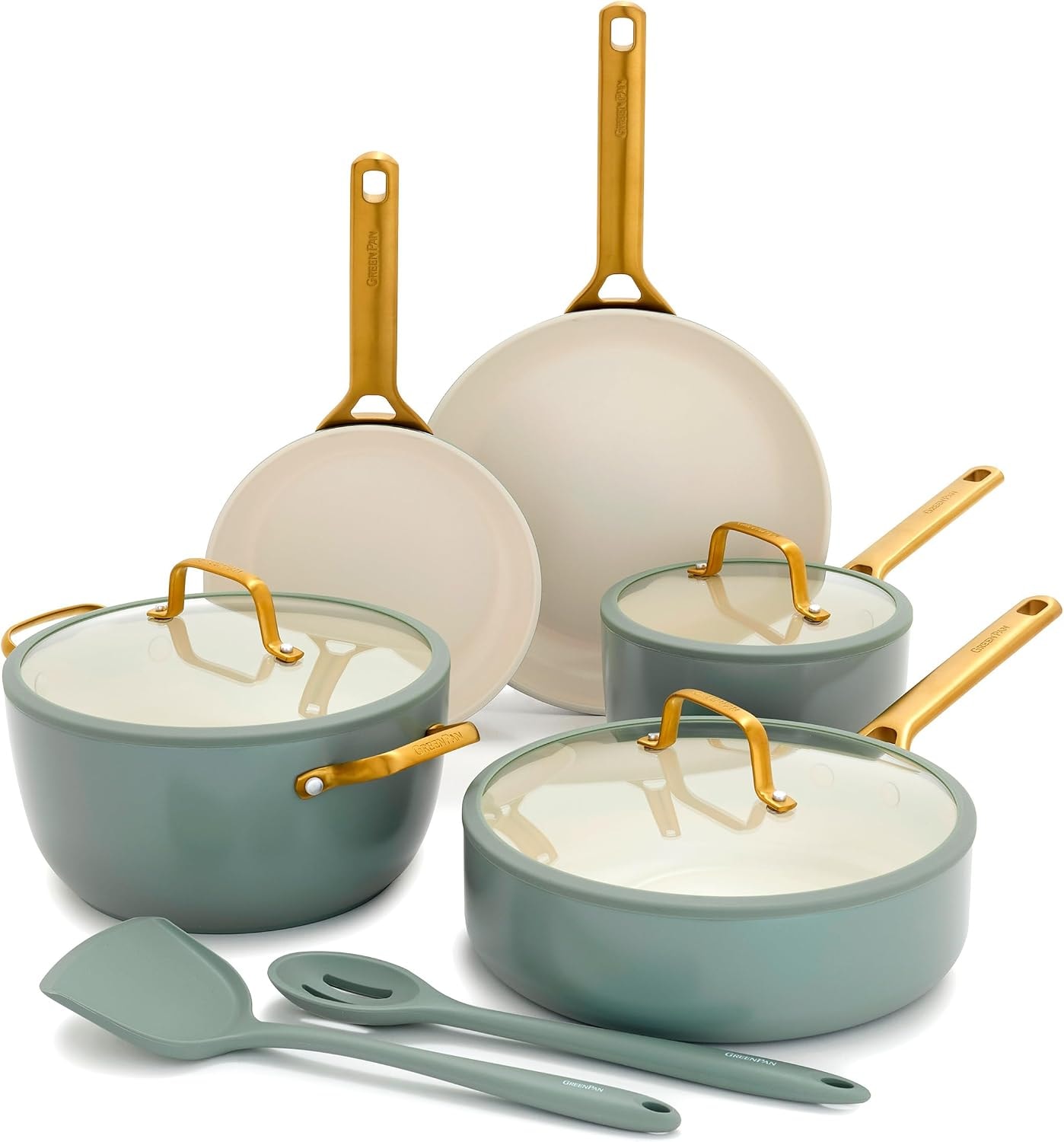 GreenPan Reserve Pro 10-Piece Ceramic Nonstick Cookware Set – Moss Green – Cookware Sets