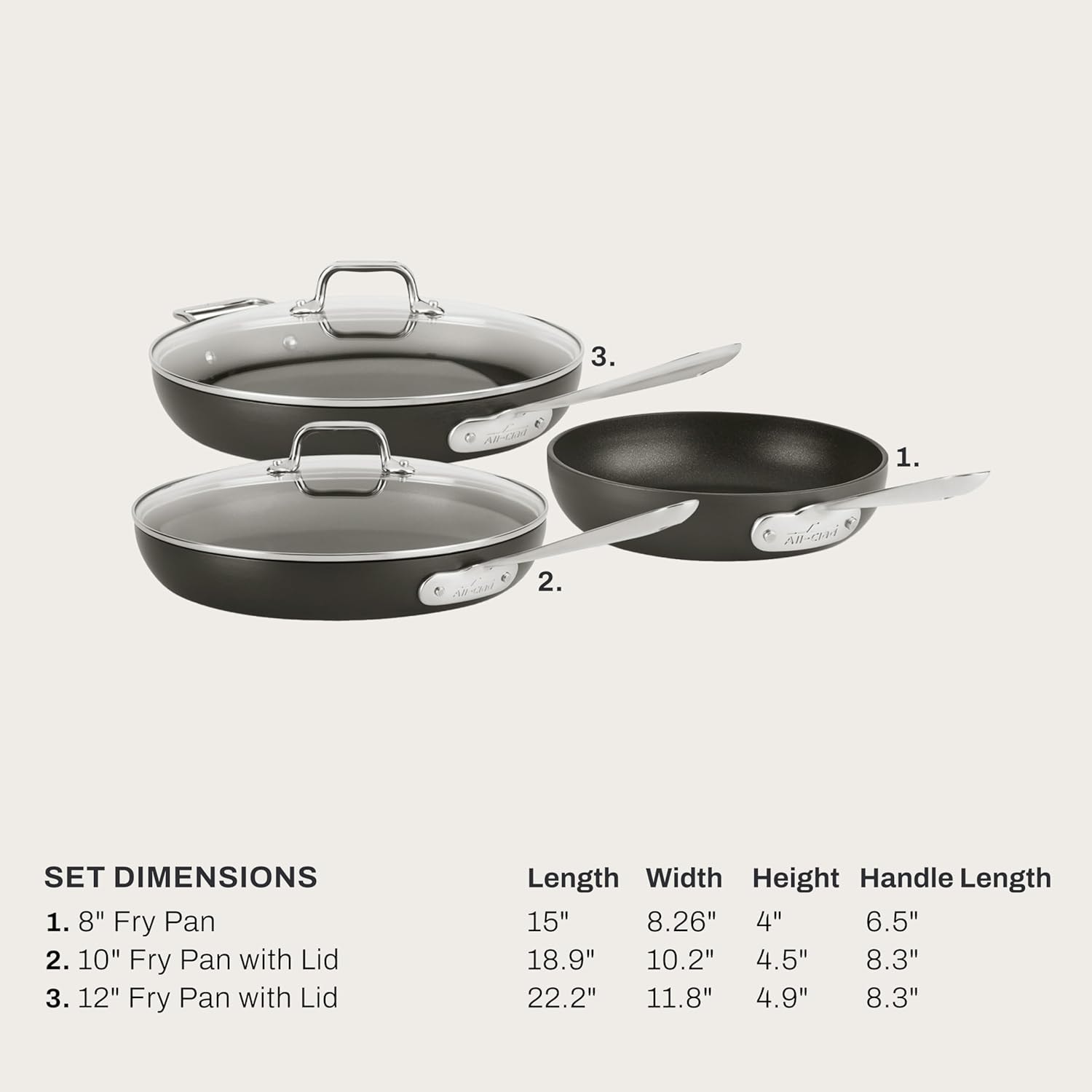 All-Clad HA1 Hard Anodized Nonstick Fry Pan Set – Black – Cookware Sets