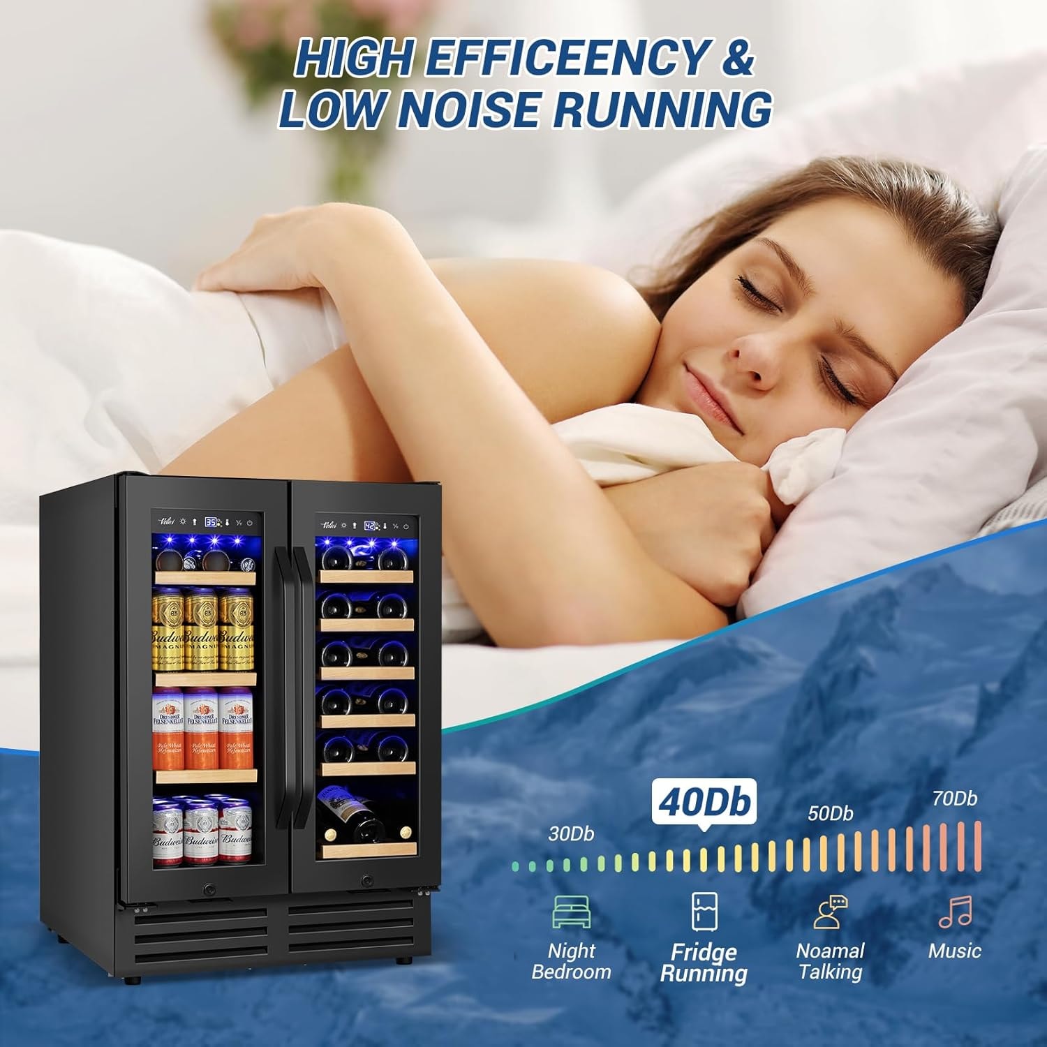 SOZT 23.5 in. Dual Zone 18-Wine Bottles and 68-Cans Beverage & Wine Co – 4.9 cubic feet – Black01 – Beverage Refrigerators