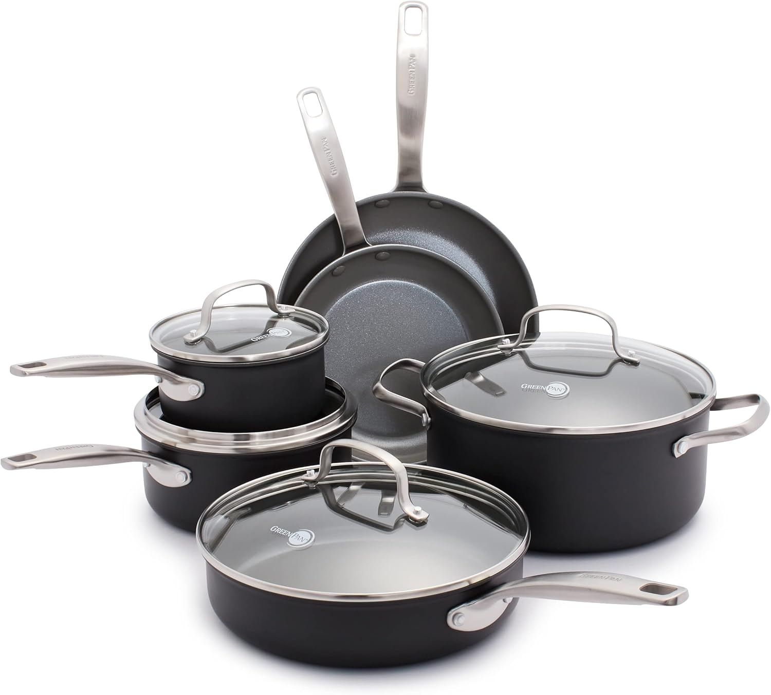 GreenPan Chatham Ceramic Nonstick 10-Piece Cookware Set – 5 liters – Gray – Cookware Sets