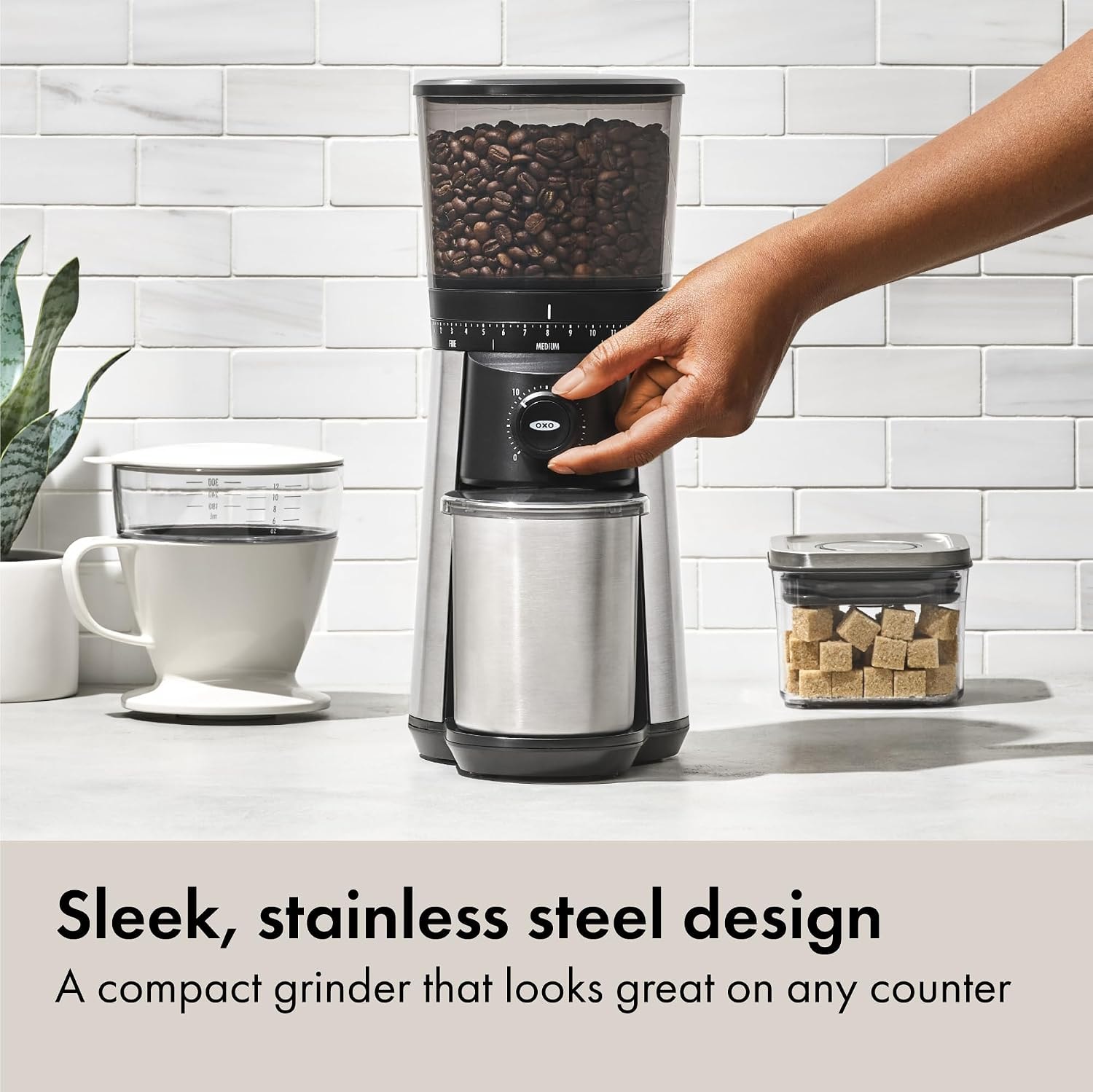 Conical Burr Coffee Grinder – Silver – Electric Burr Grinders