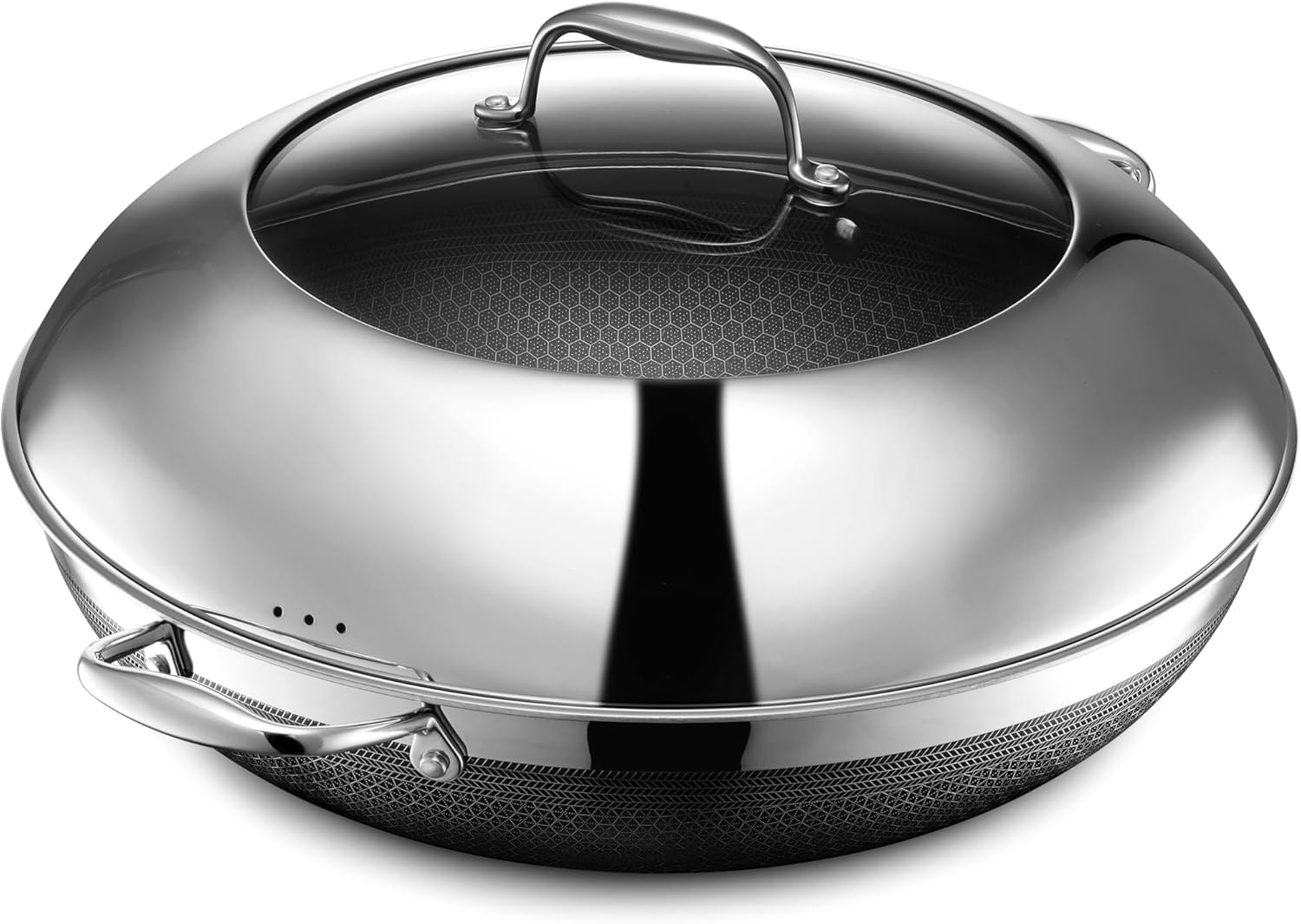 HexClad 14" Hybrid Wok with Lid – 3 liters – Silver – Woks & Stir-Fry Pans