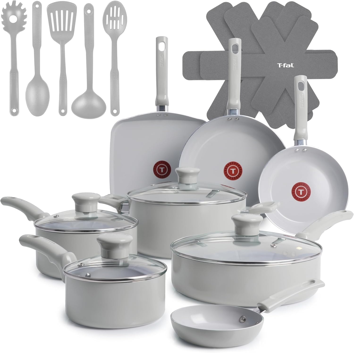 Ceramax 20-Piece Ceramic Nonstick Cookware Set – Moon Grey – Cookware Sets