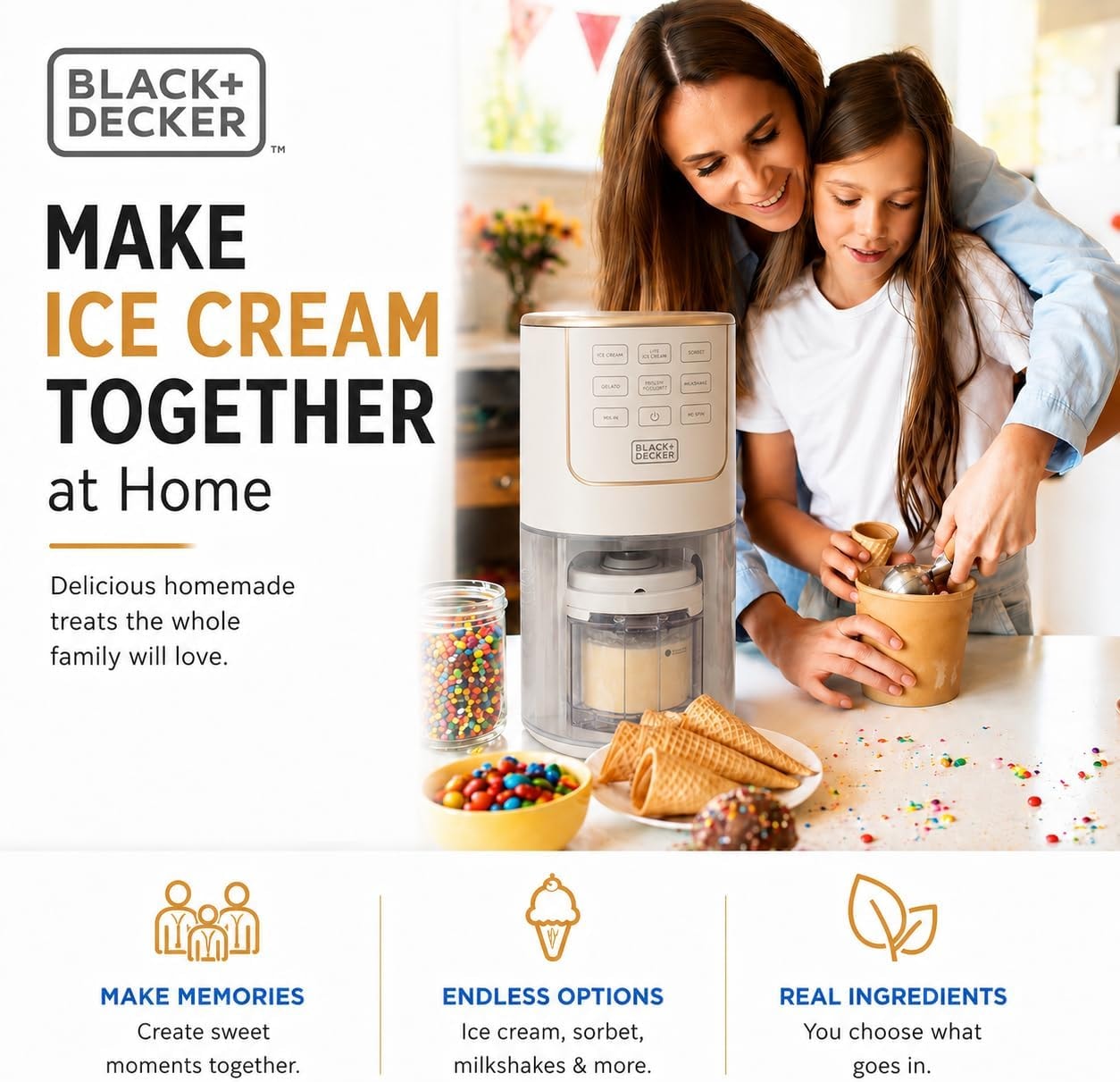 BLACK+DECKER Perfect Pint Ice Cream Maker – 1 pints – Stone – Ice Cream Machines