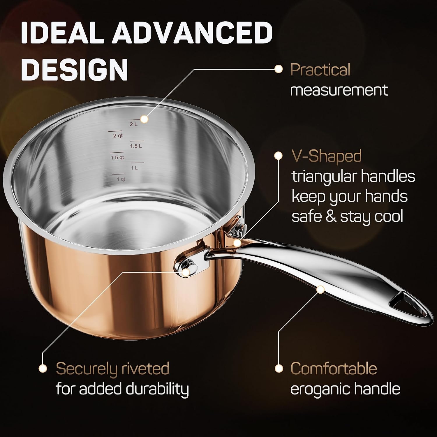 Revere Gourmet 6-Piece Tri-Ply Copper Cookware Set with Stainless Stee – Cookware Sets