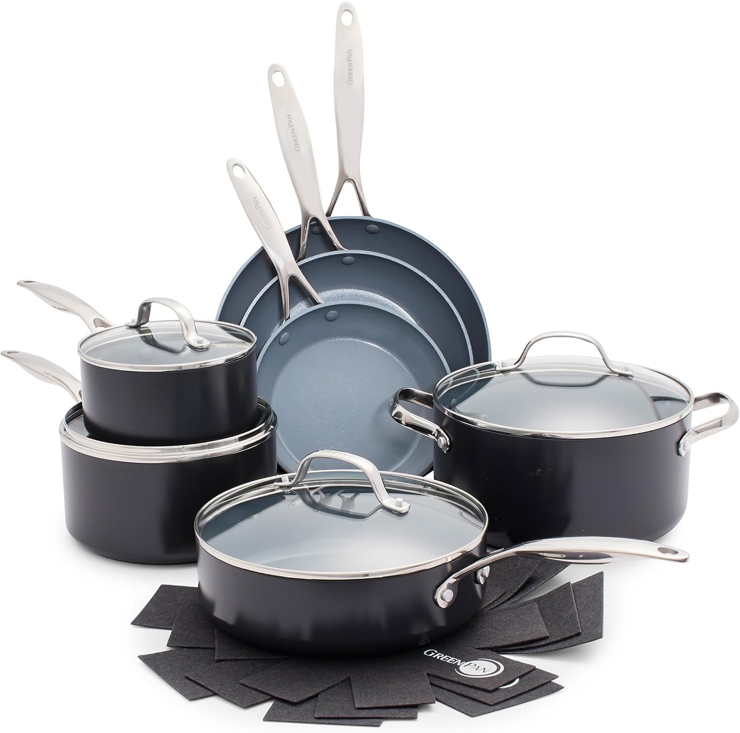 GreenPan Valencia Pro Ceramic Nonstick Cookware Set – Gray – Cookware Sets
