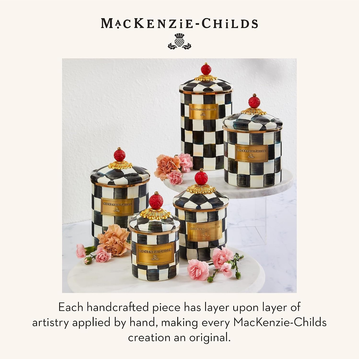 MacKenzie-Childs Courtly Check Enamel Canister – Food Jars & Canisters