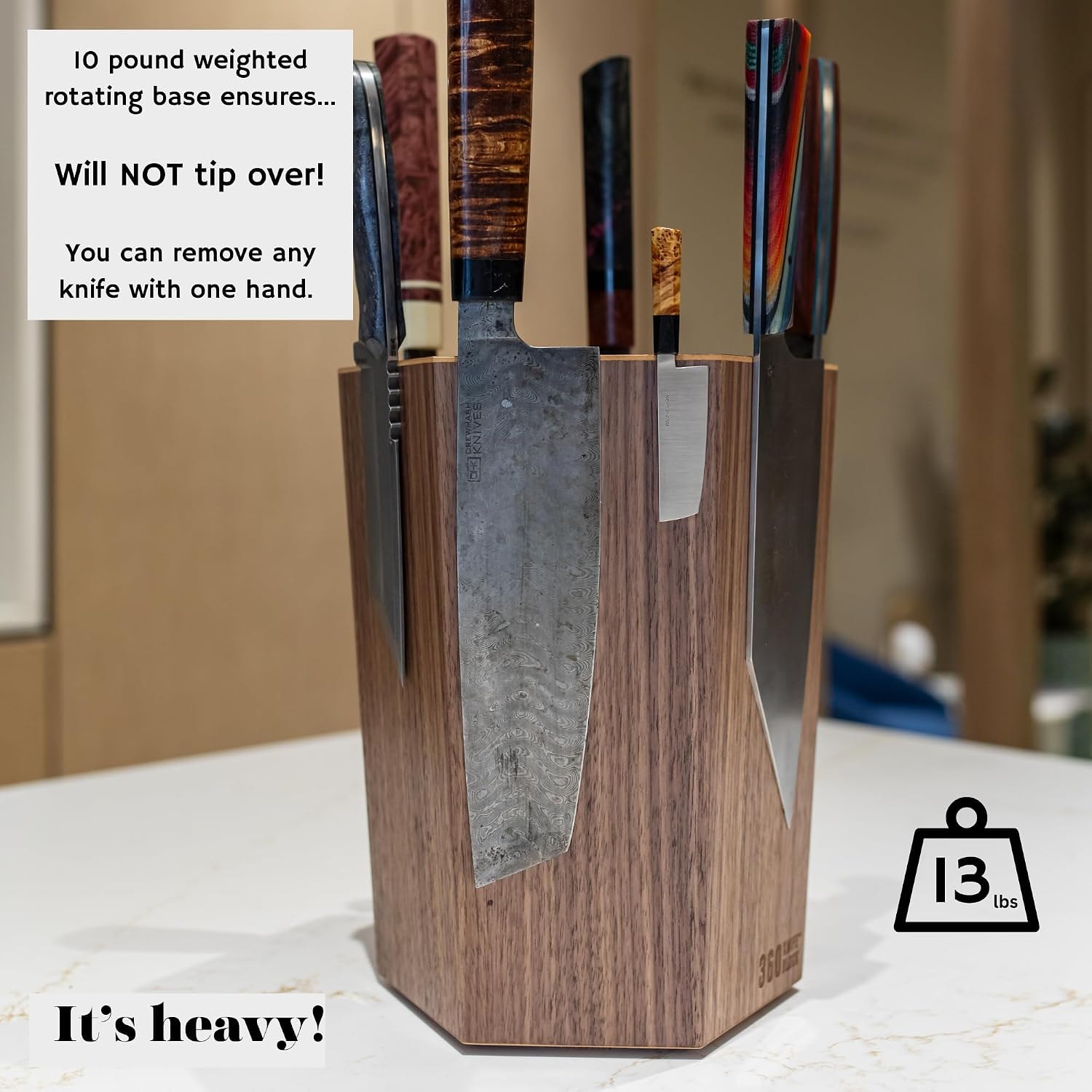 360 Knife Block – 12 load – Dark wood – Knife Blocks