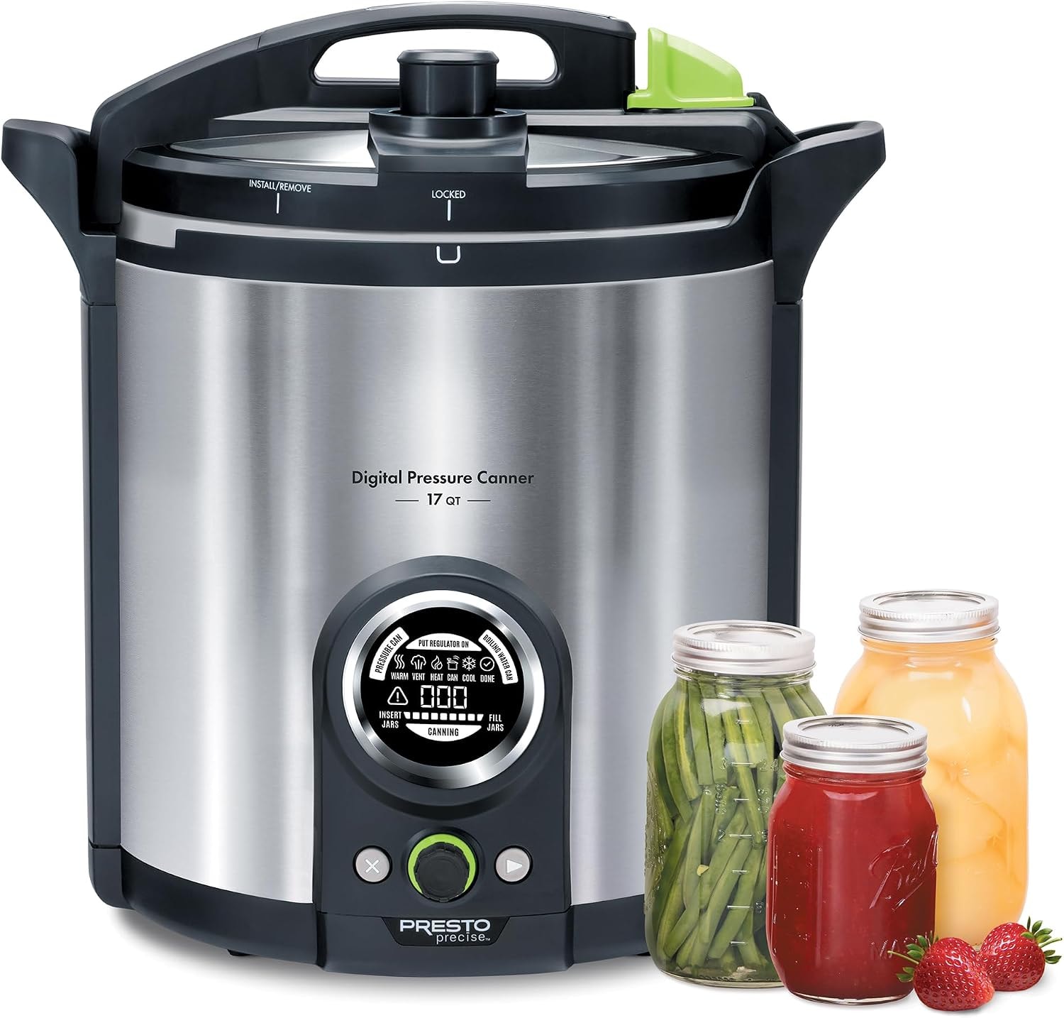 PRESTO 02152 17-Quart Digital Pressure Canner Safety Features & Recipe – 17 quarts – Stainless Steel – Canning