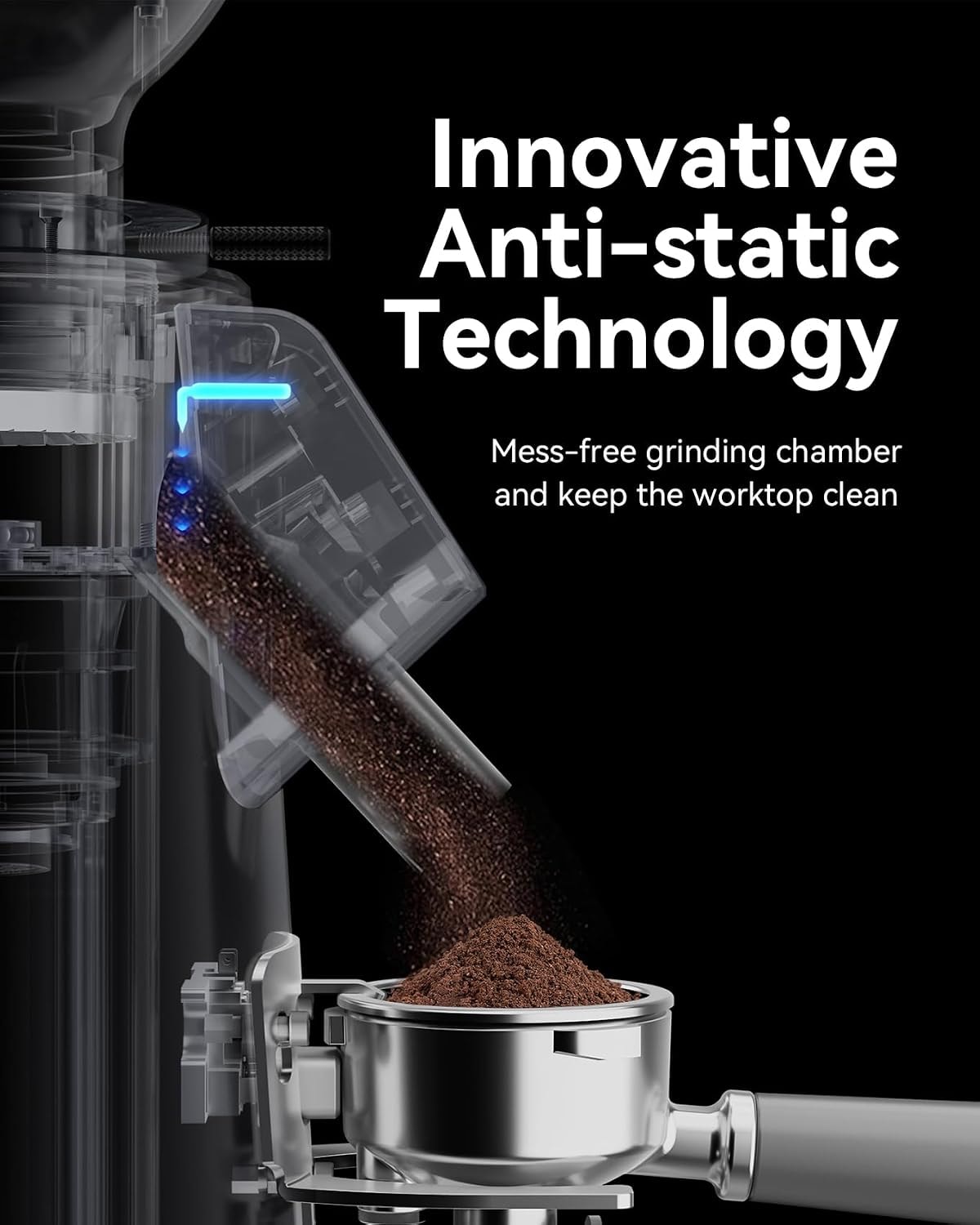 Anqtovp 64mm Stainless Steel Electric Coffee Grinder – Silver – Electric Burr Grinders