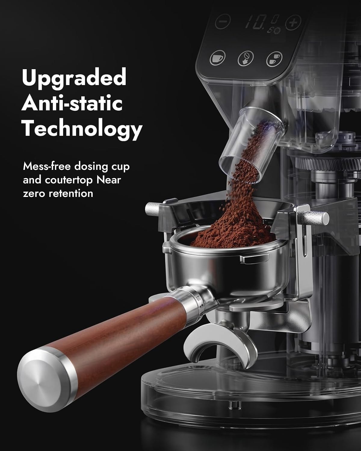 JFVKAF 64mm Flat Burr Coffee Grinder with 100 Adjustable Settings – Gunmetal Gray – Electric Burr Grinders