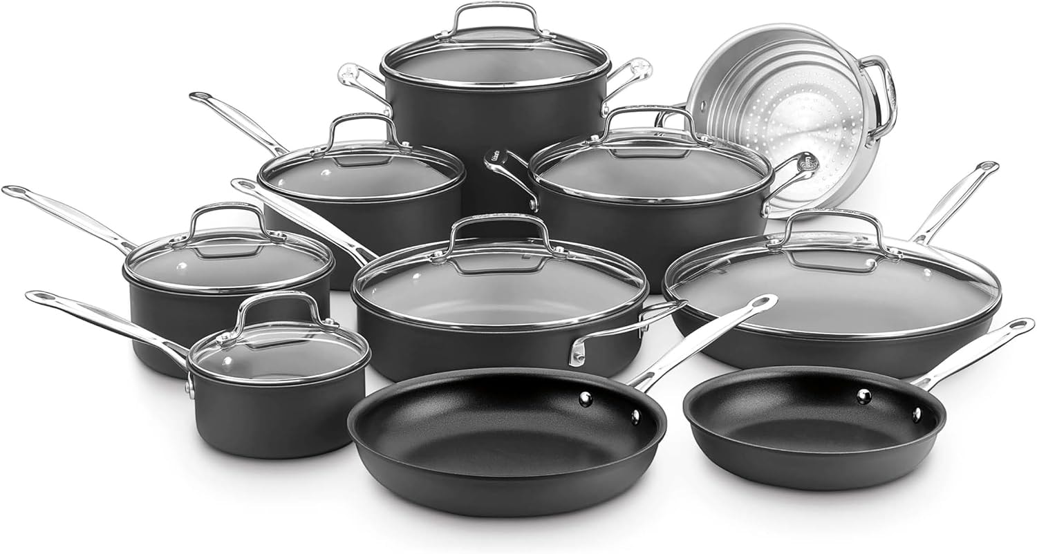 Cuisinart Chef's Classic Hard Anodized Cookware Set 17 Piece – Black – Cookware Sets