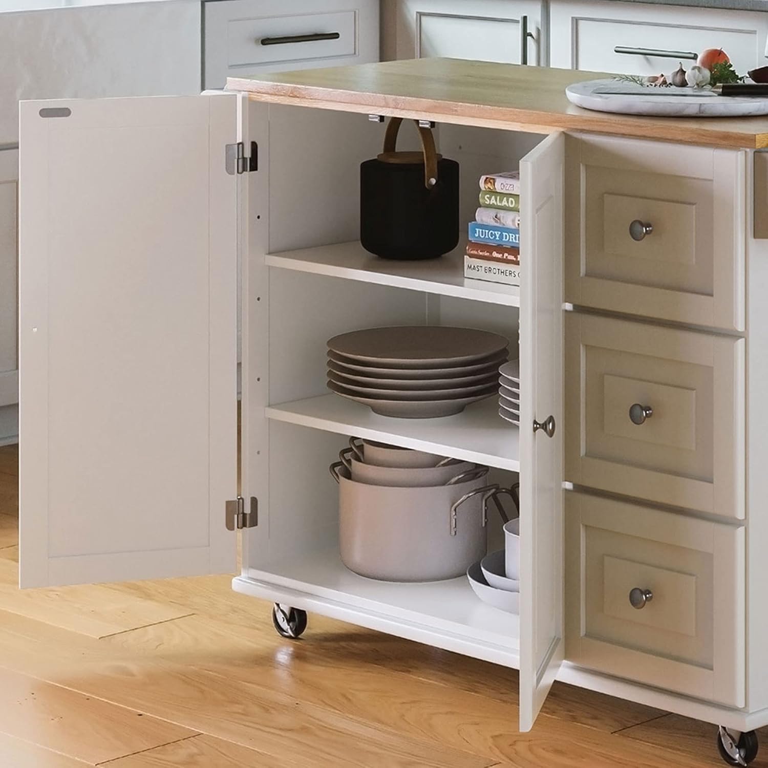 Homestyles Dolly Madison Kitchen Cart – unspecified – Soft White – Mobile Storage Islands
