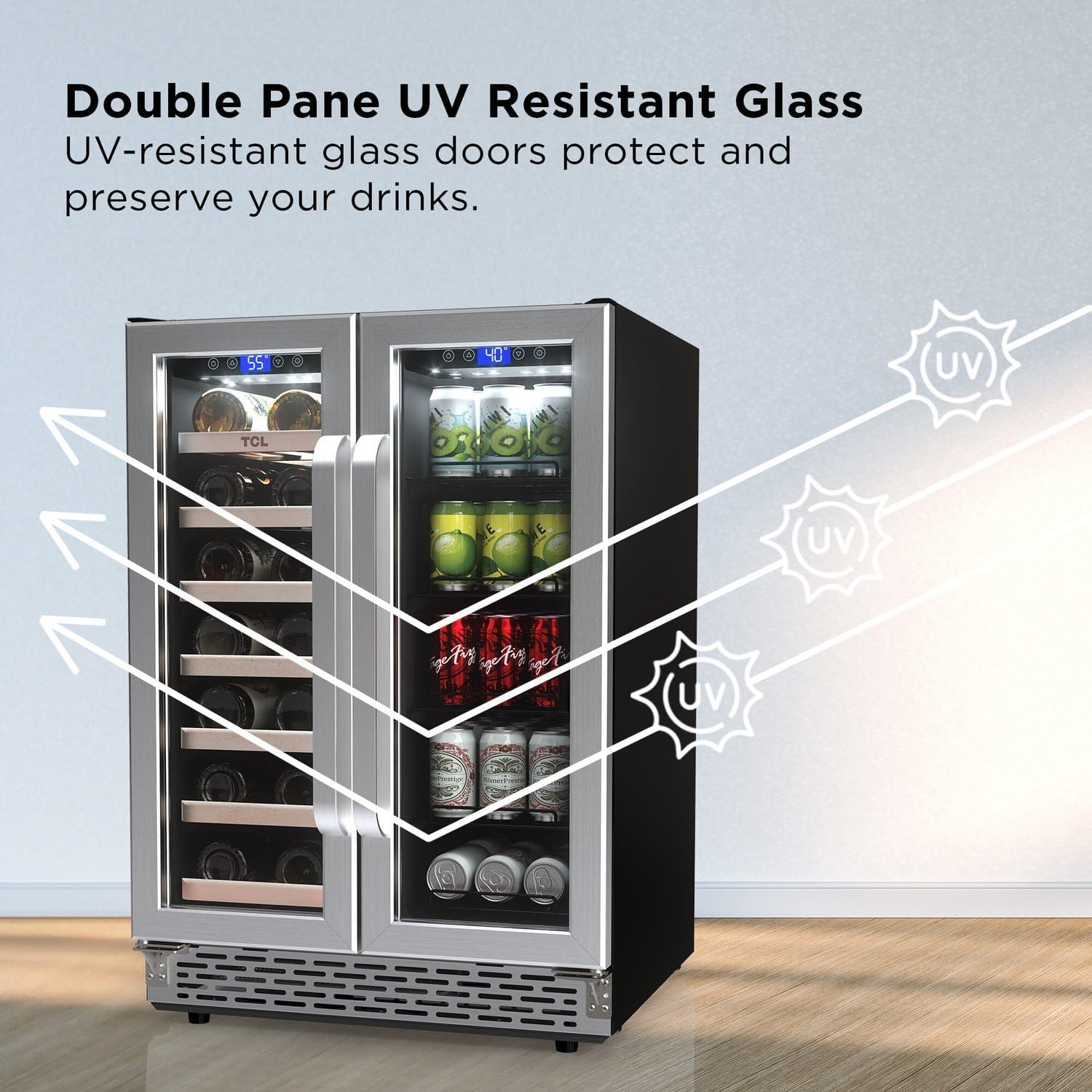 TCL 24 in. Single Zone Beverage Cooler – 5.3 cubic feet – Stainless – Bar Tools & Drinkware