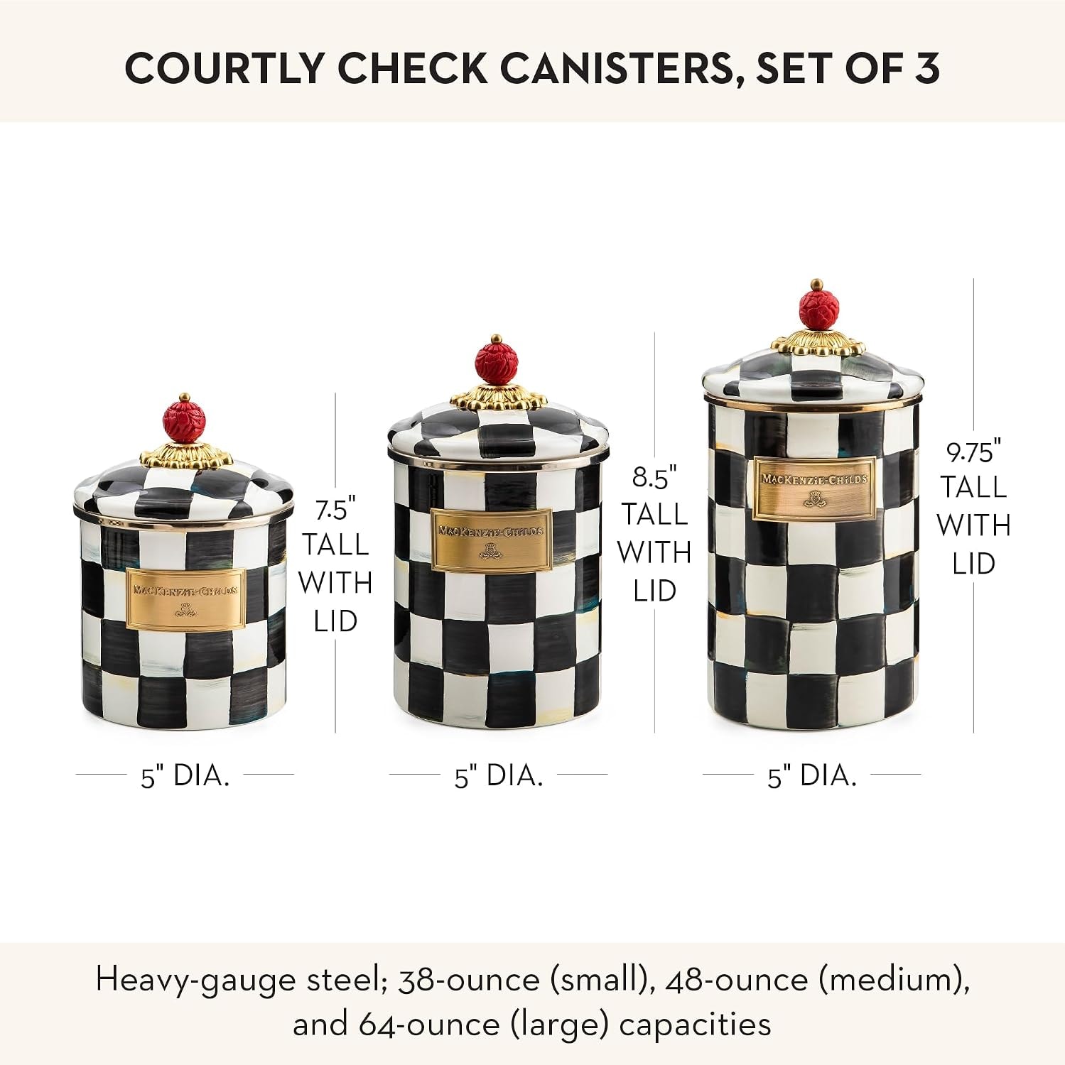 MacKenzie-Childs Courtly Check Enamel Canister – Food Jars & Canisters