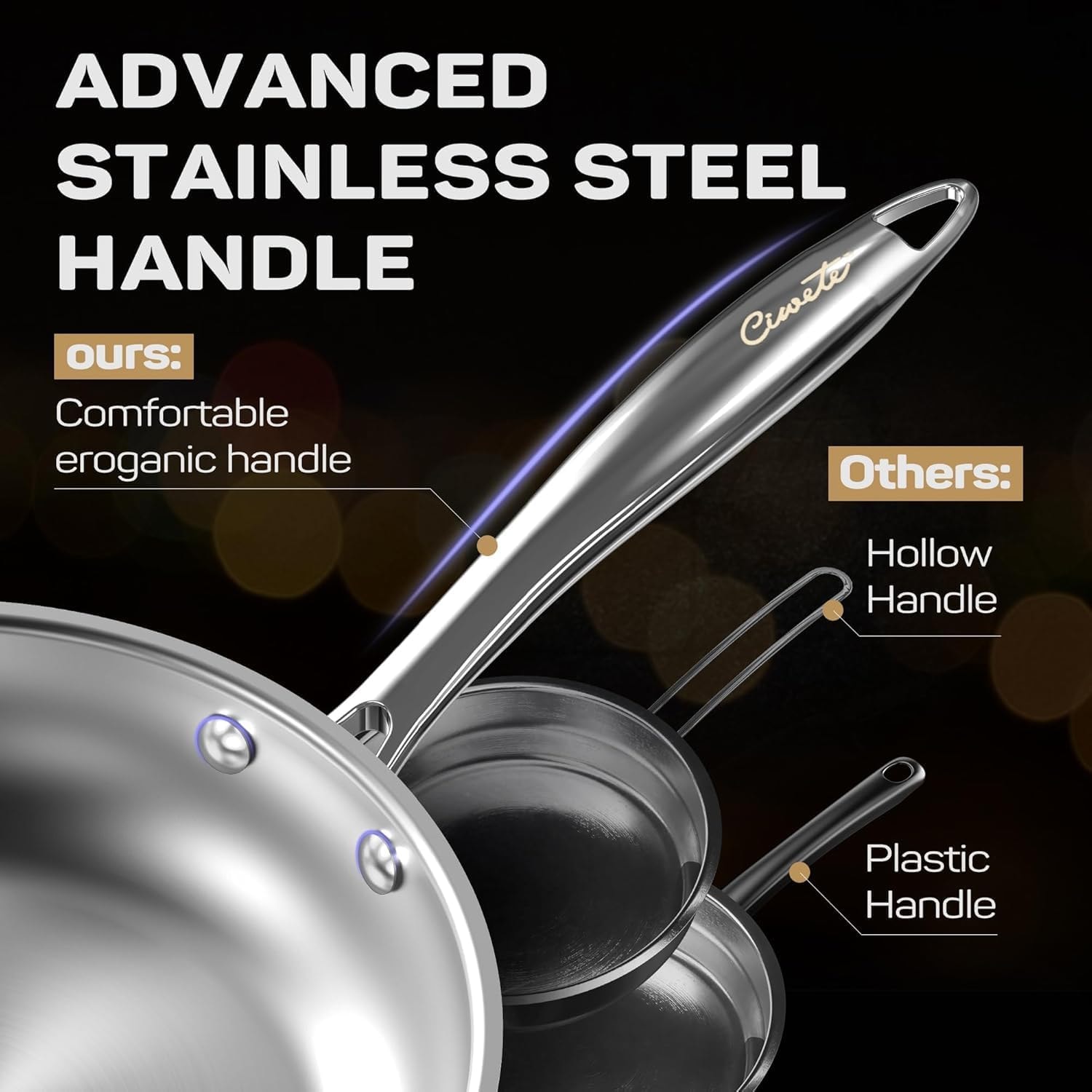 UUDULY 11-Piece Tri-Ply Stainless Steel Induction Cookware Set – Sliver – Cookware Sets