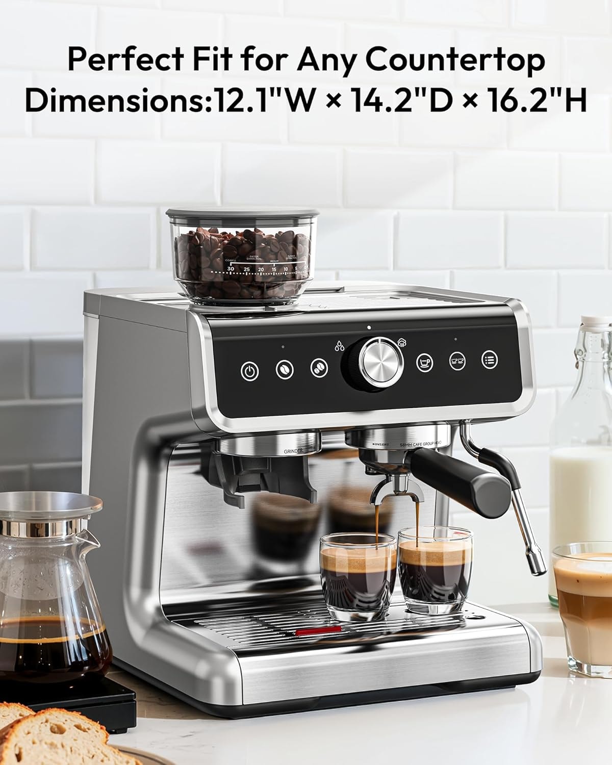 Thyme & Table Barista Grade Espresso Machine – 2.8 liters – Silver – Semi-Automatic Espresso Machines