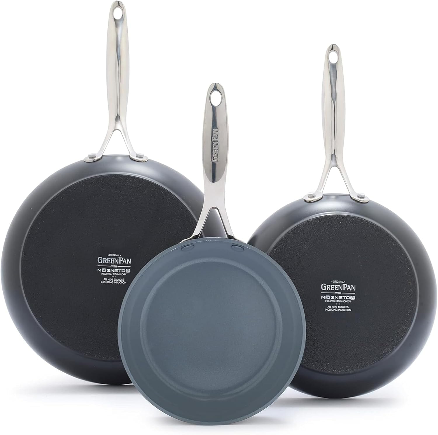 GreenPan Valencia Pro Ceramic Nonstick Frypan Set – 8 cups – Gray – Skillets