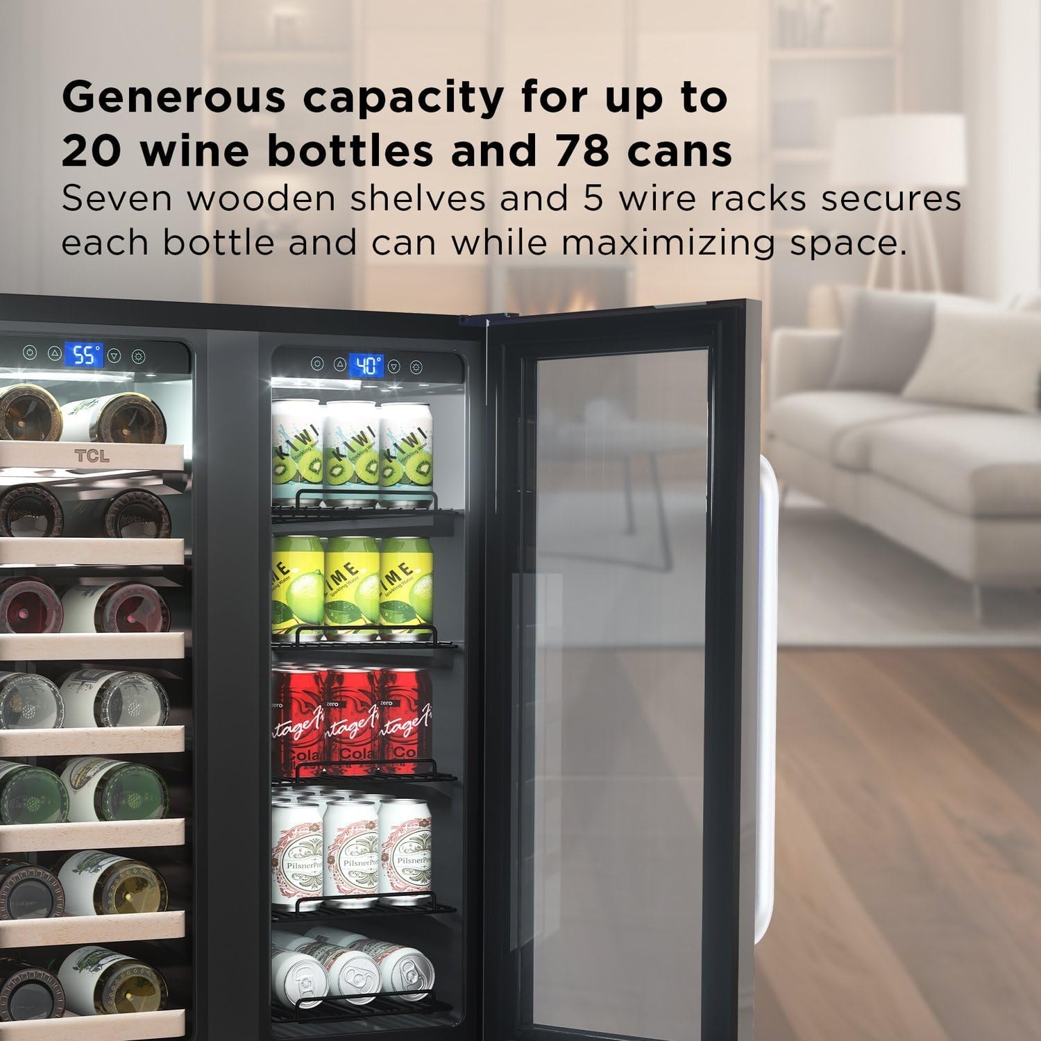 TCL 24 in. Single Zone Beverage Cooler – 5.3 cubic feet – Stainless – Bar Tools & Drinkware