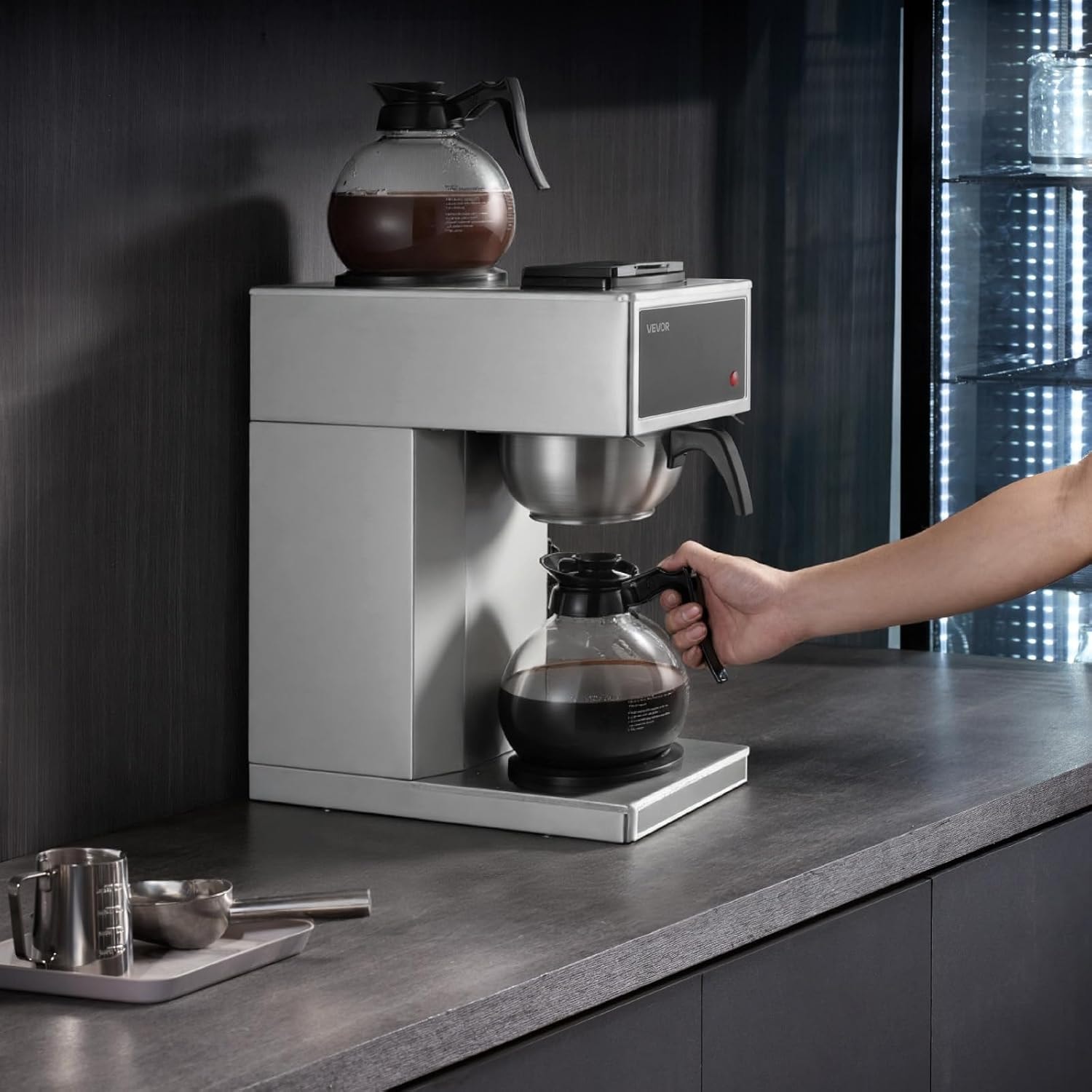 Vevor Commercial Drip Coffee Maker – 12 cups – Silver+Black – Commercial Espresso Machines & Coffee Makers