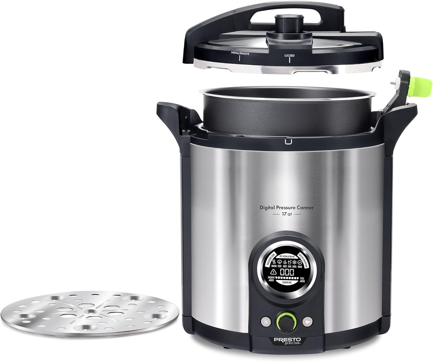 PRESTO 02152 17-Quart Digital Pressure Canner Safety Features & Recipe – 17 quarts – Stainless Steel – Canning