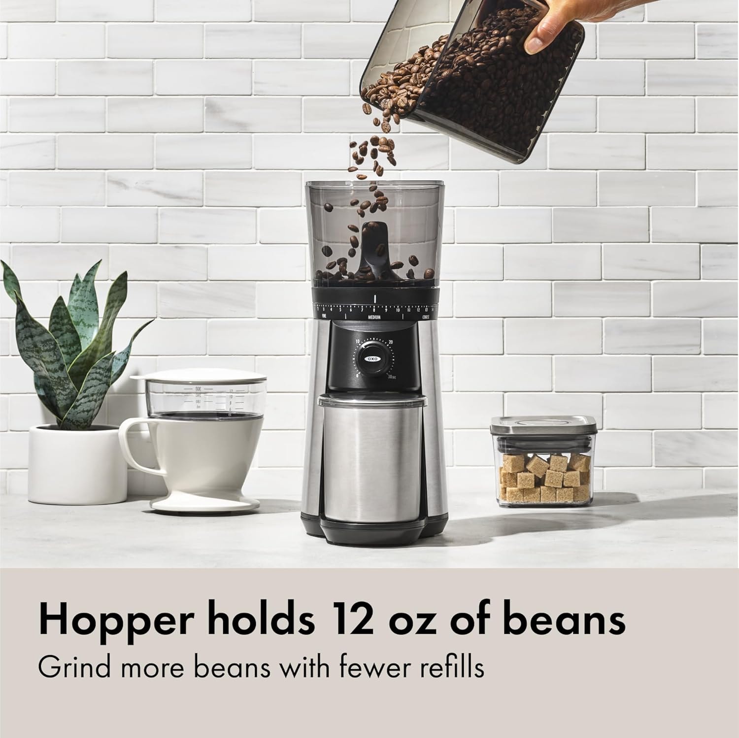 Conical Burr Coffee Grinder – Silver – Electric Burr Grinders